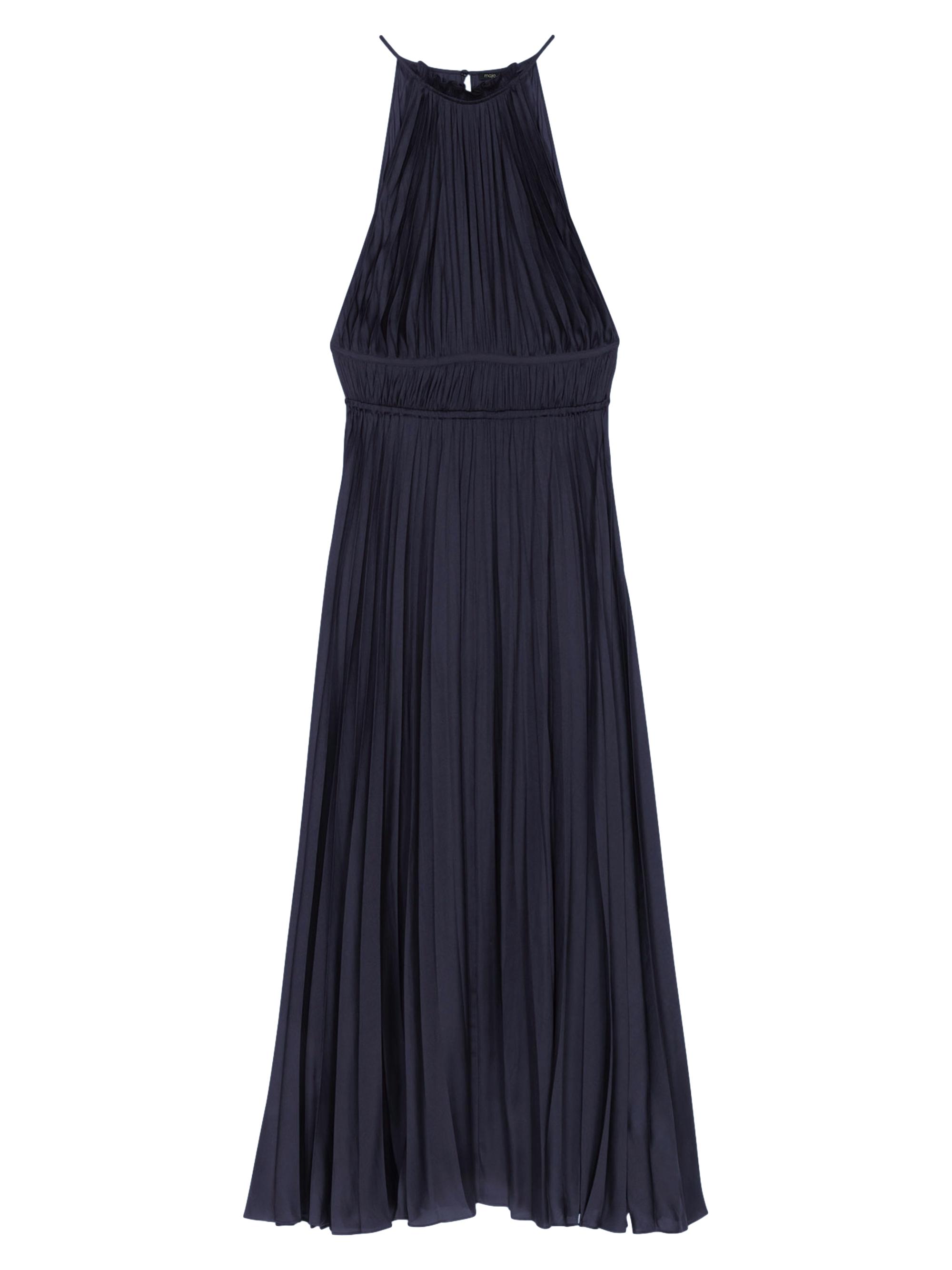 Maje Women's Pleated Satin Maxi Dress - Black