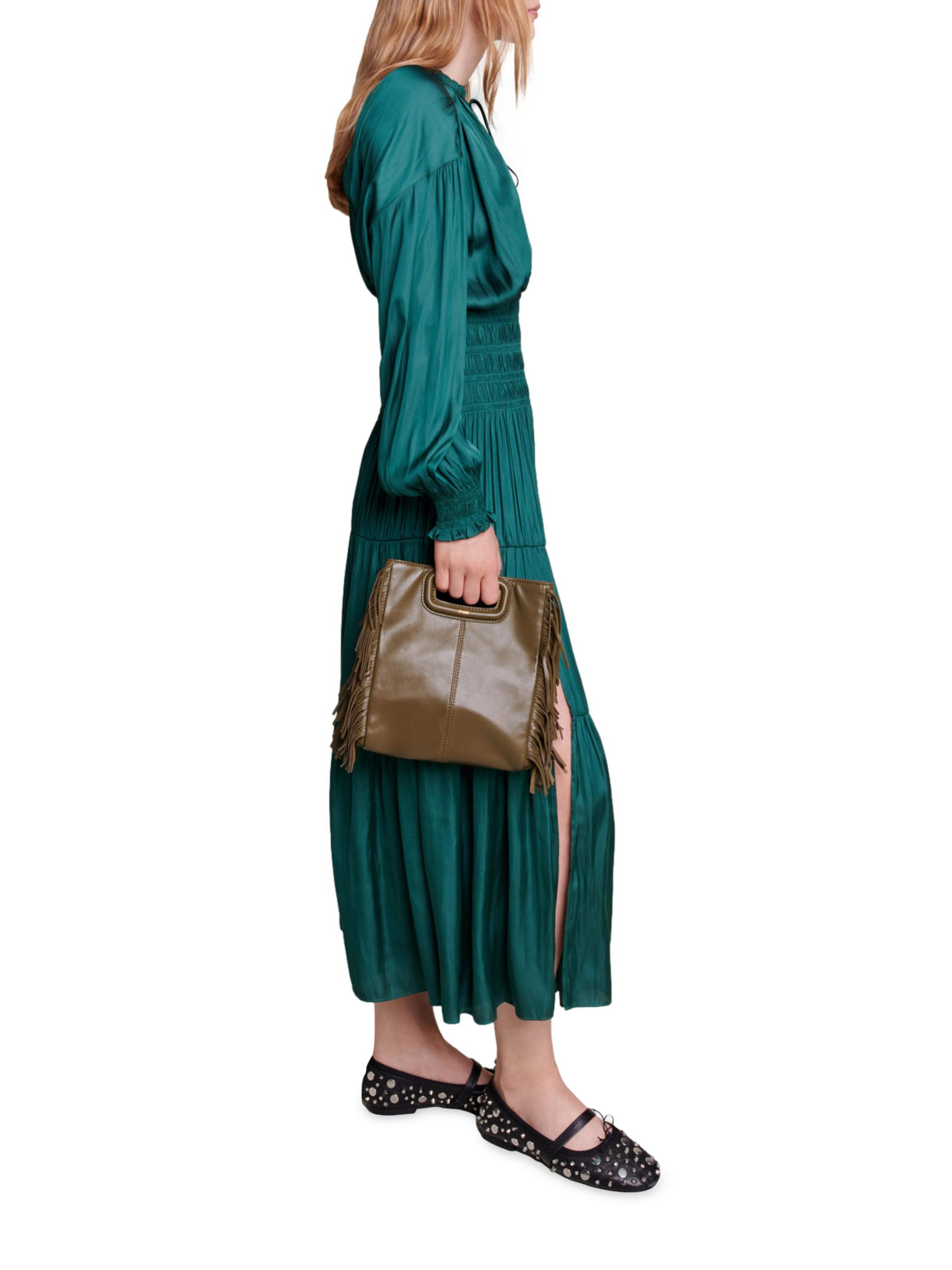 sandro satin look midi dress Sandro Rachel Satin Midi Dress In Green - 50% Off