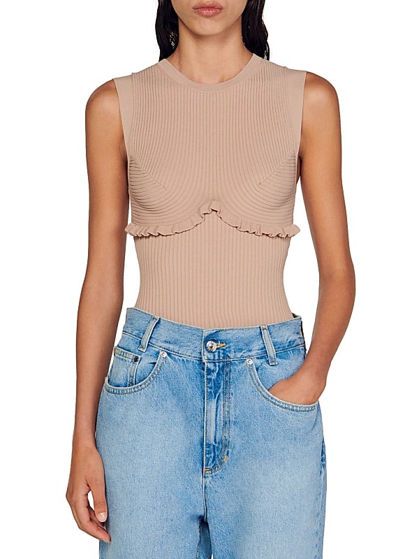 Shop Sandro Ribbed Knit Bodysuit | Saks Fifth Avenue Shop Sandro Ribbed Knit Bodysuit | Saks Fifth Avenue