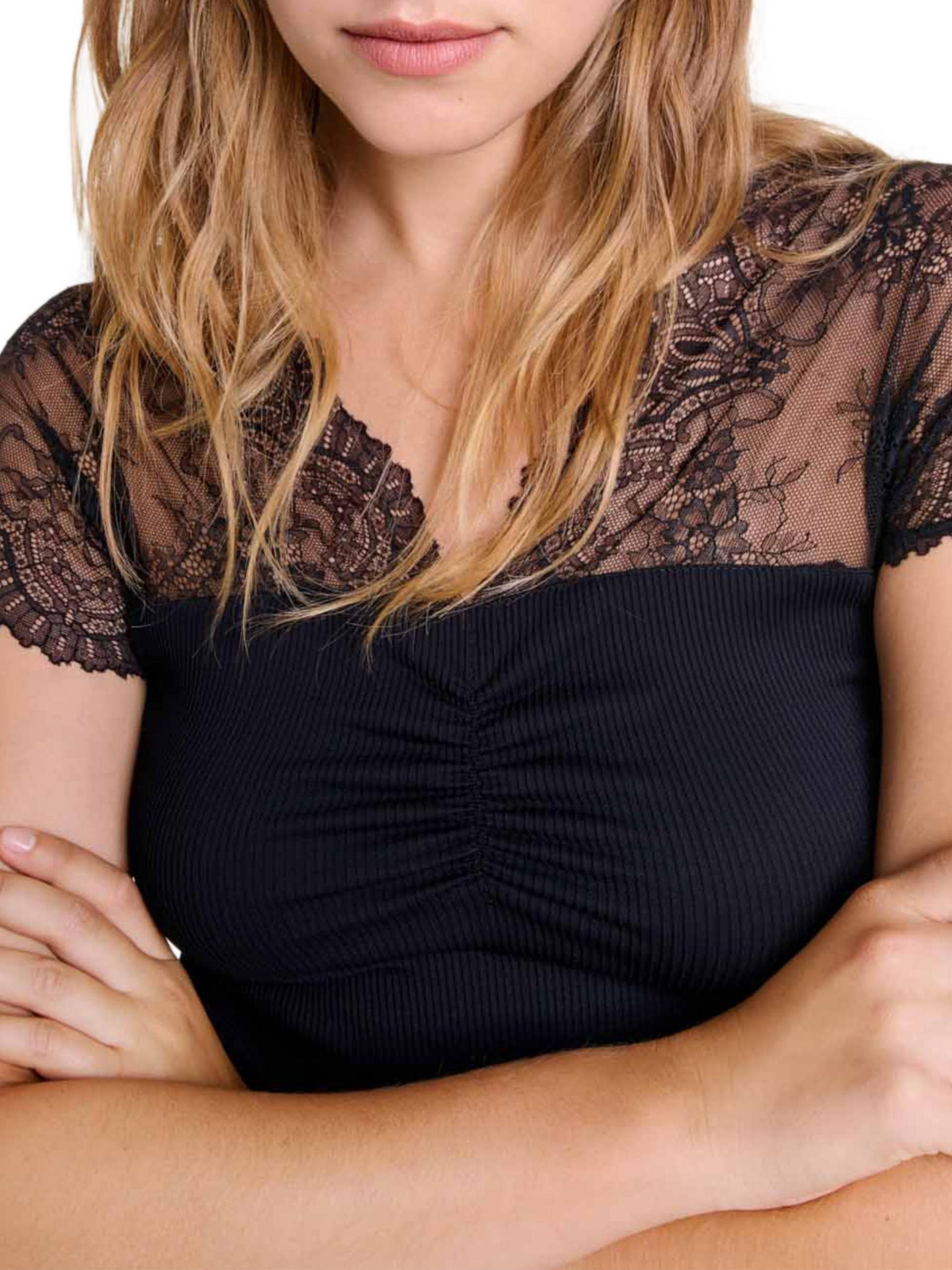 Maje Jersey Top with Lace Trim | Saks Fifth Avenue