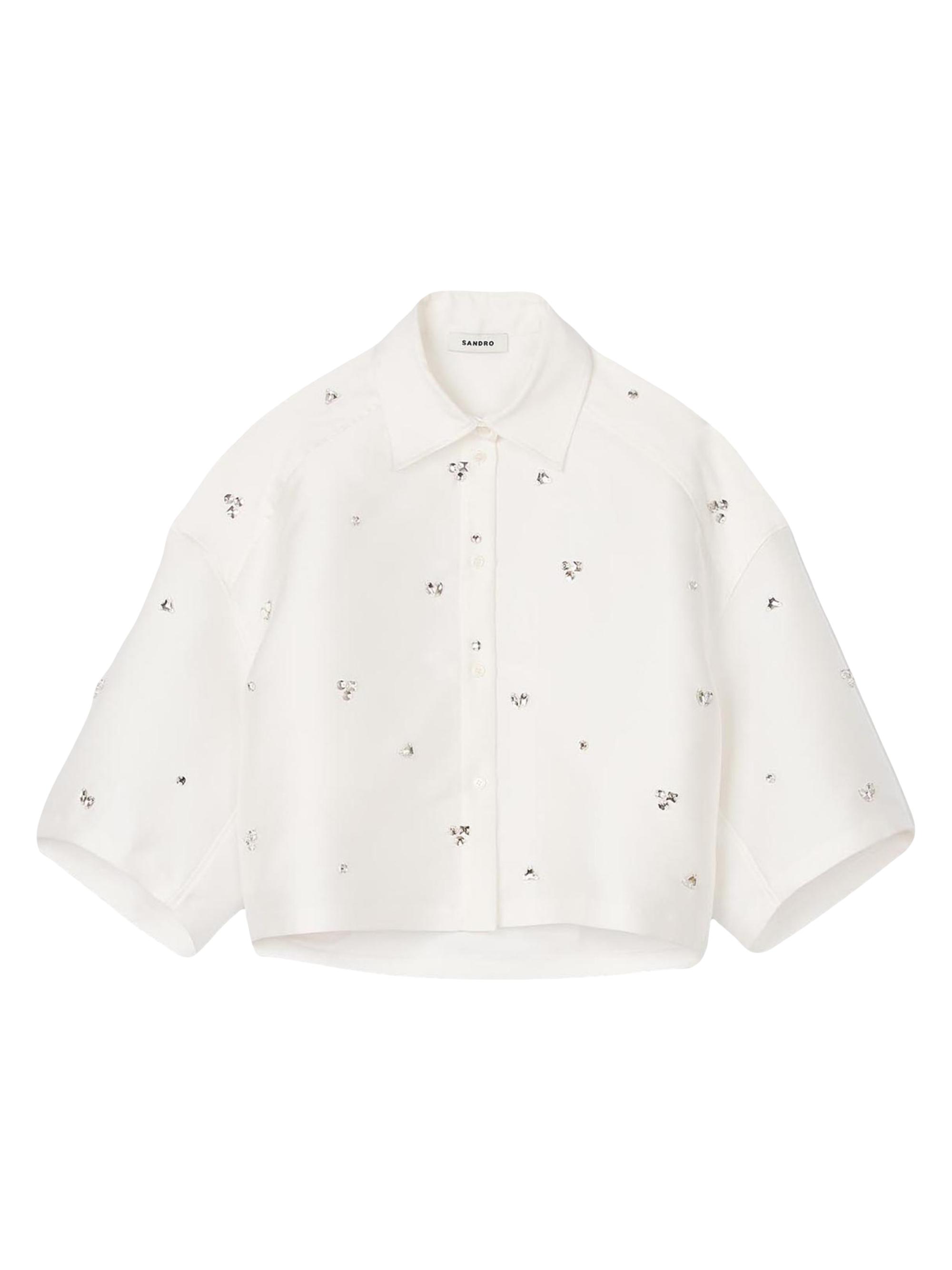 Sandro Women's Shirt Embellished with Rhinestones - White