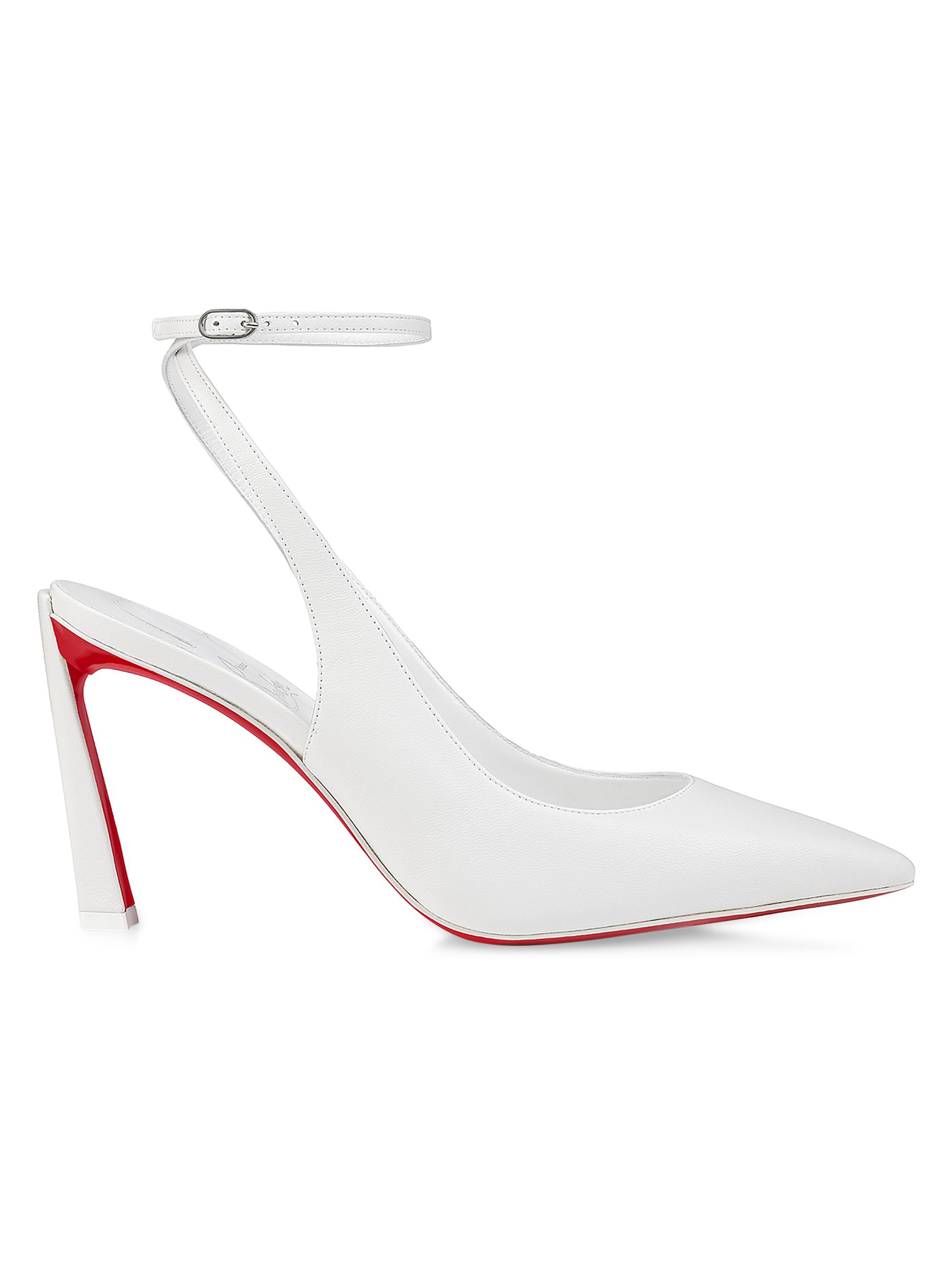 Christian Louboutin Women's Condora Strap 85MM Leather Pumps - Bianco