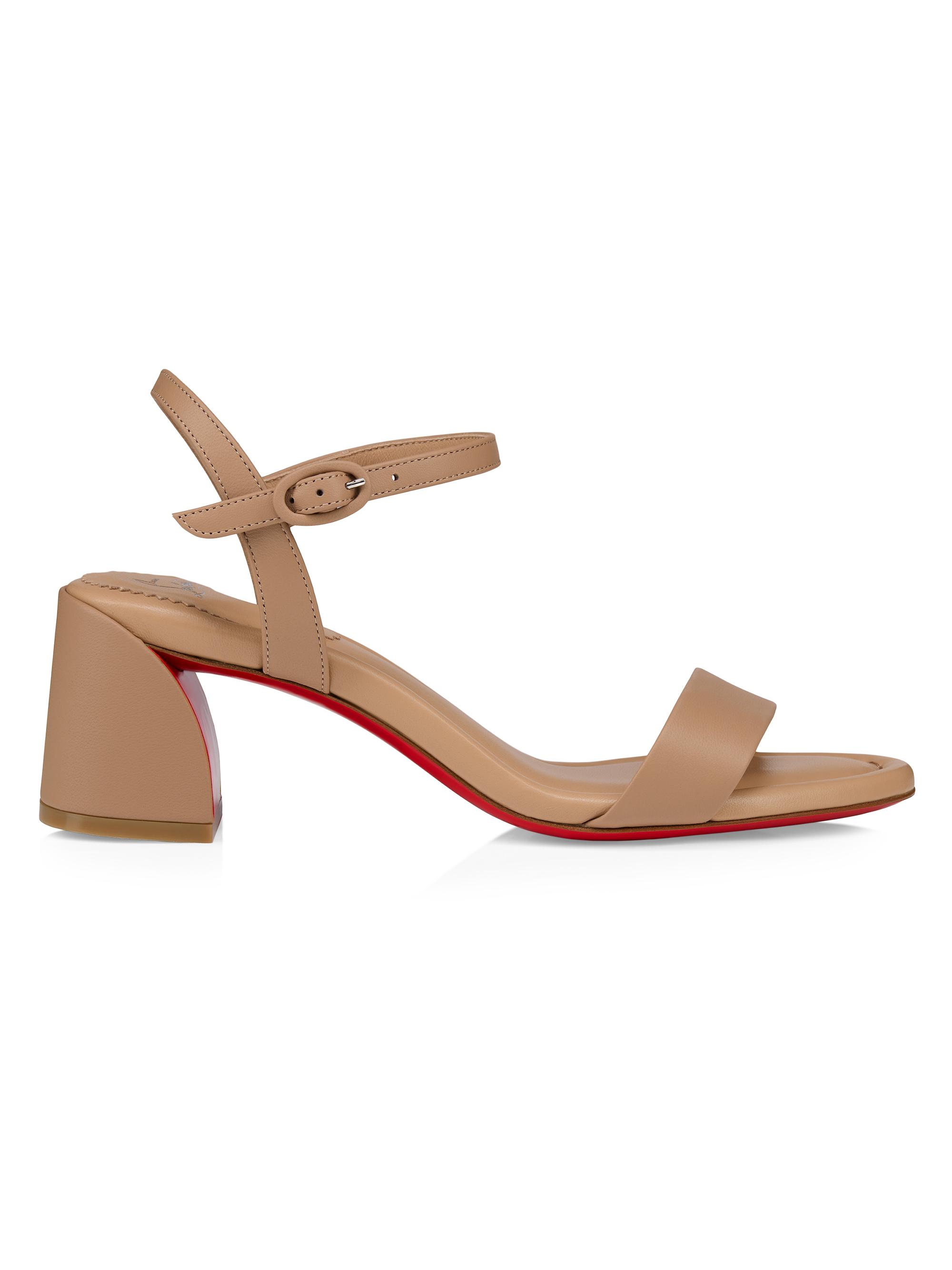 Christian Louboutin Women's Miss Jane 55MM Leather Sandals - Dark Beige