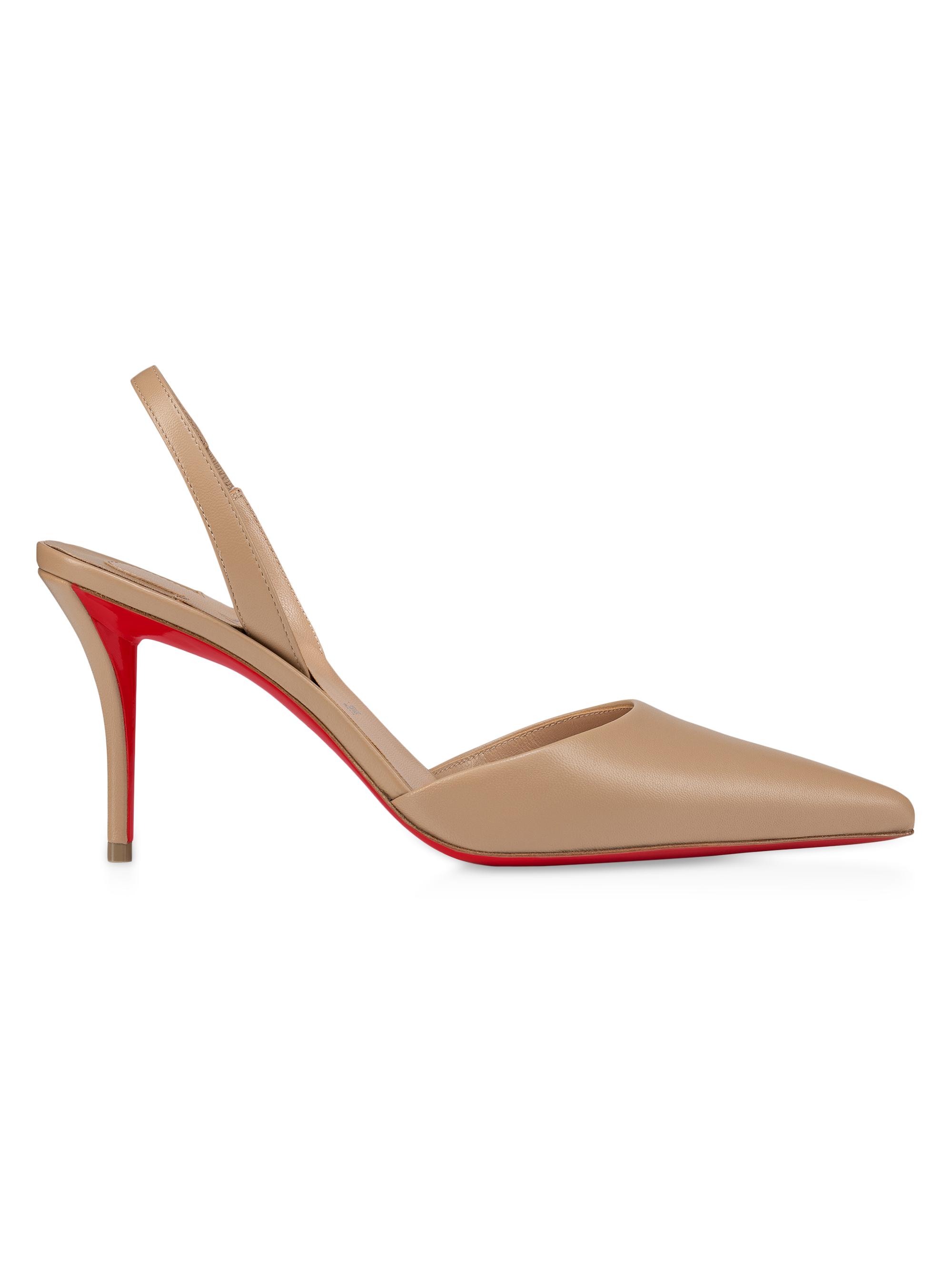 Christian Louboutin Women's Apostropha Sling 80MM Leather Pumps - Blush