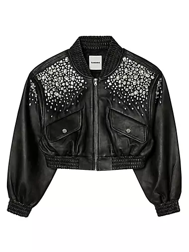 Crystal-Studded Leather Jacket