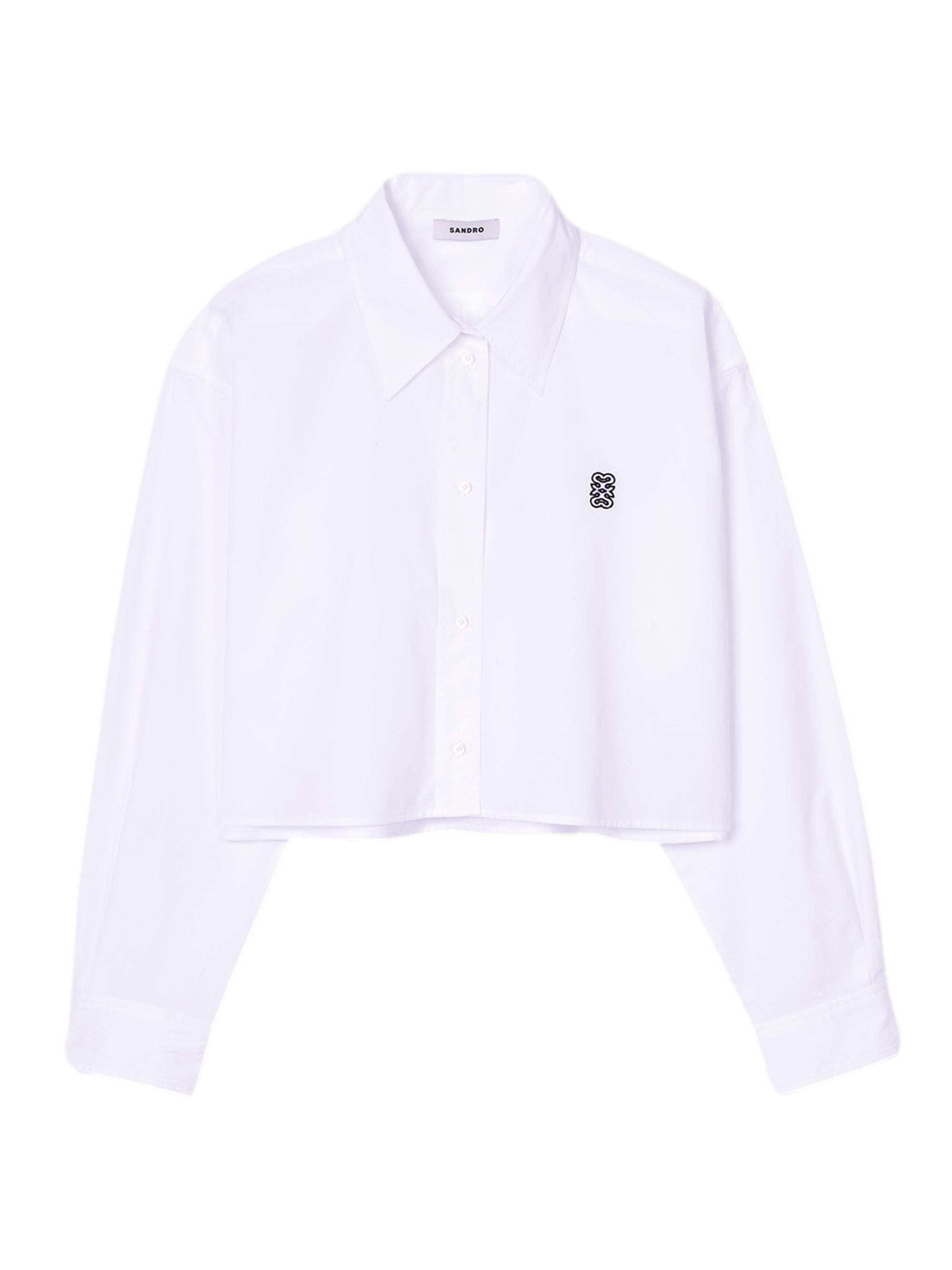 Sandro Women's Cropped Poplin Shirt - White