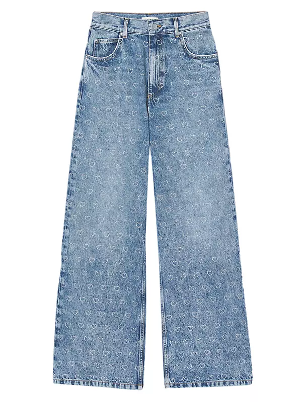 Shop Sandro Wide-Leg Heart Jeans | Saks Fifth Avenue