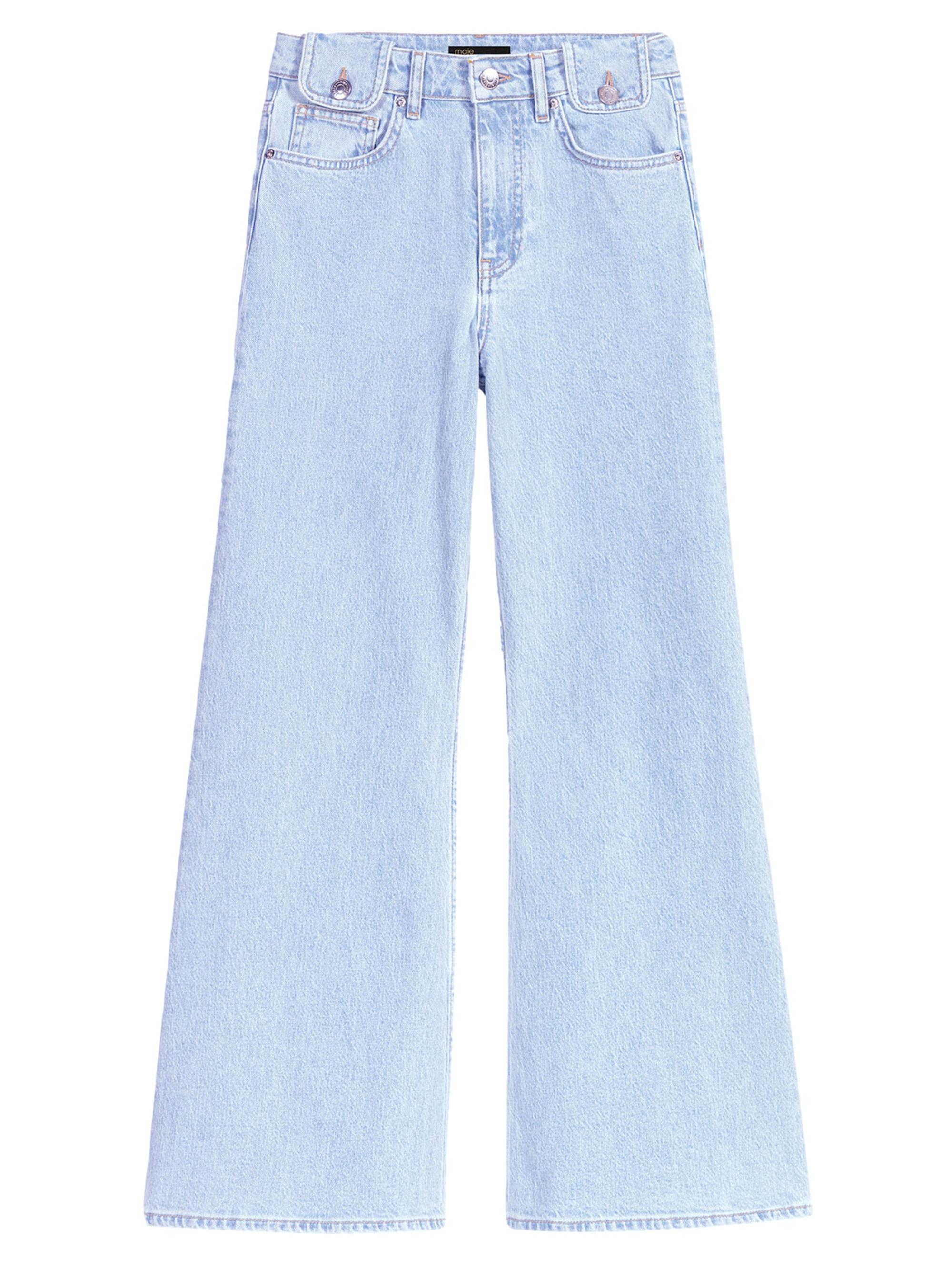 Maje Women's Faded Wide-Leg Jeans - Light Blue