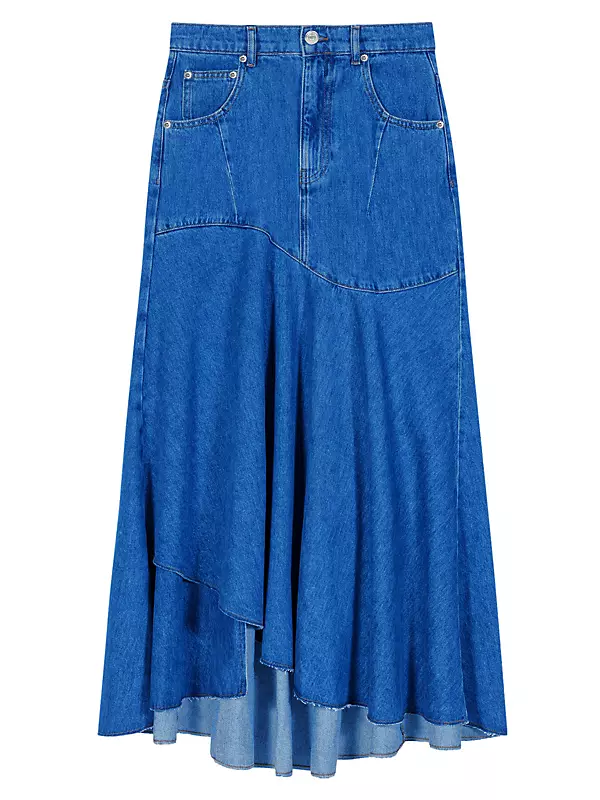 Shop Maje Asymmetrical Denim Skirt | Saks Fifth Avenue