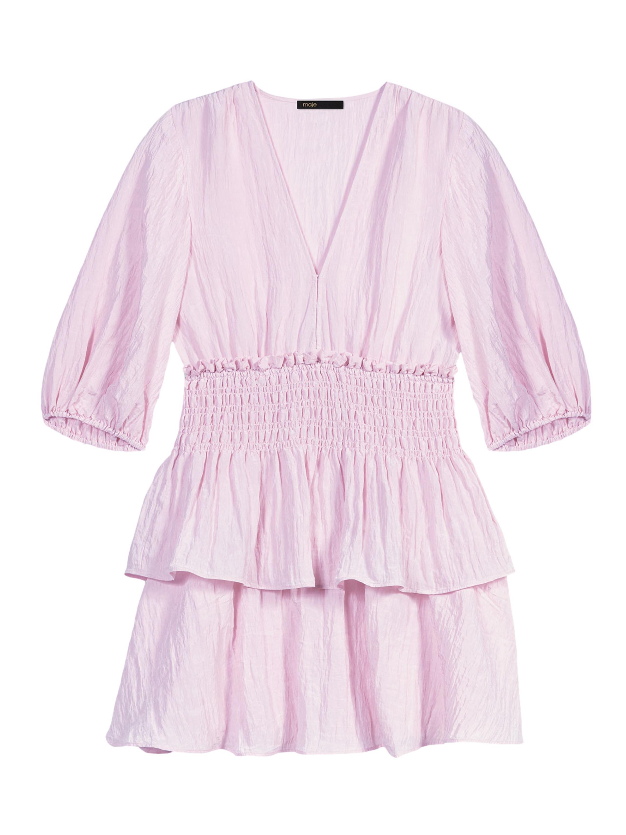 Maje Women's Short Ruffled Dress - Pale Pink