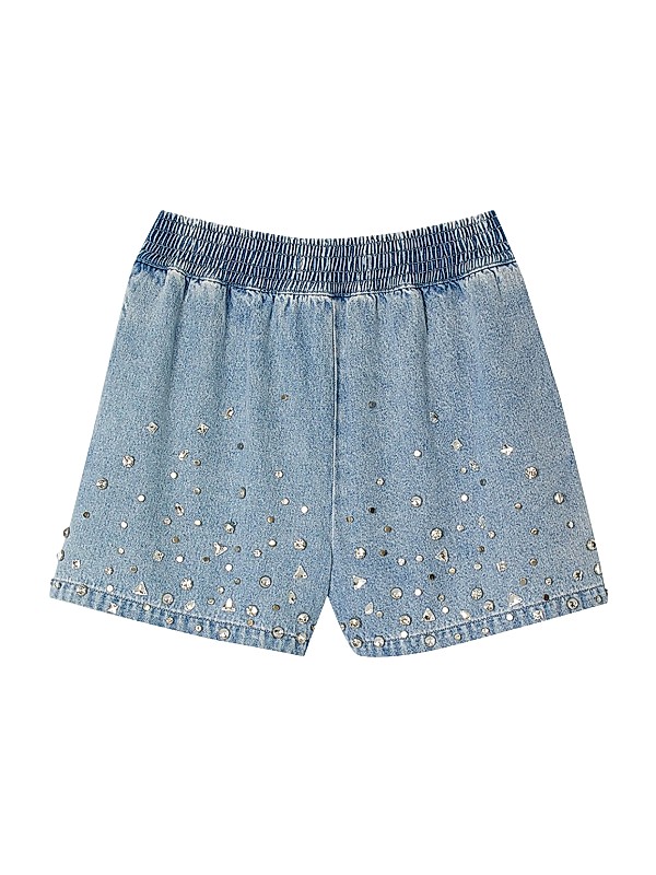 Shop Sandro Wide Leg Rhinestone Denim Shorts | Saks Fifth Avenue Shop Sandro Wide Leg Rhinestone Denim Shorts | Saks Fifth Avenue