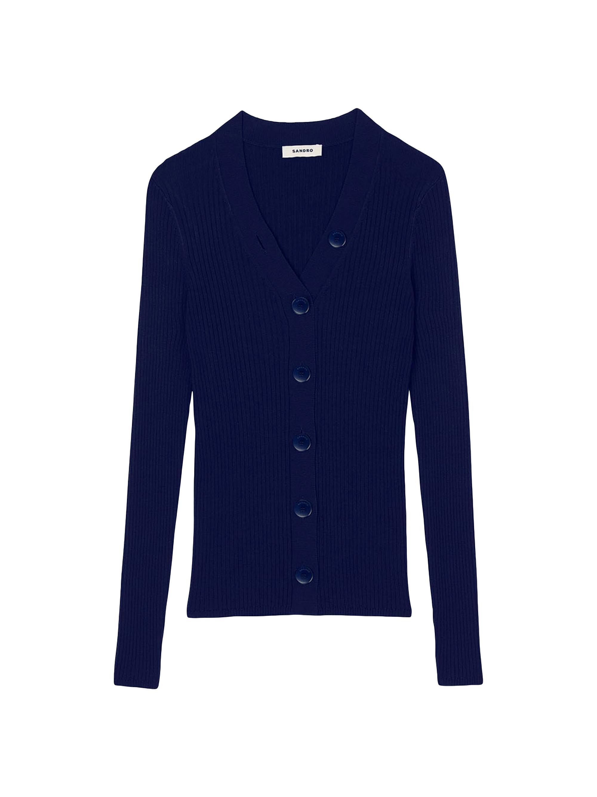 Sandro Women's Rib Knit Cardigan - Navy Blue