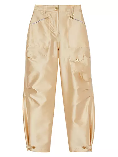 Satin-Effect Cargo Trousers