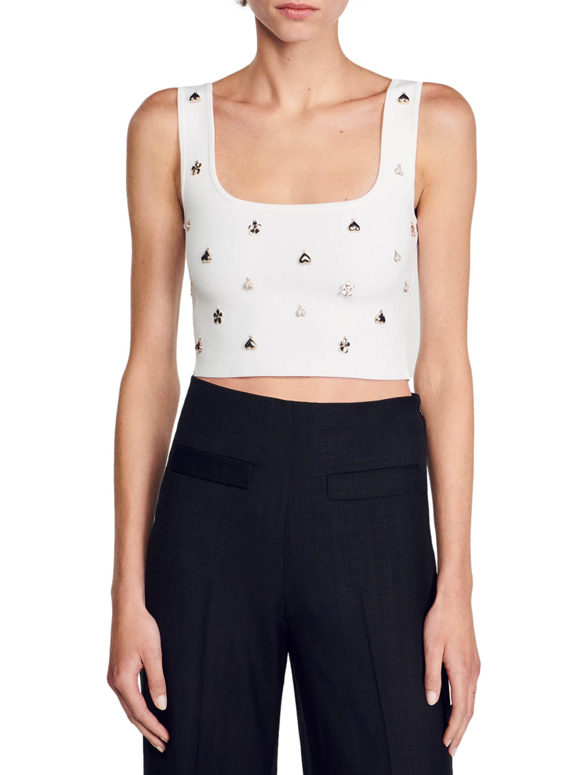 Sandro Knit Crop Top with Charms | Saks Fifth Avenue