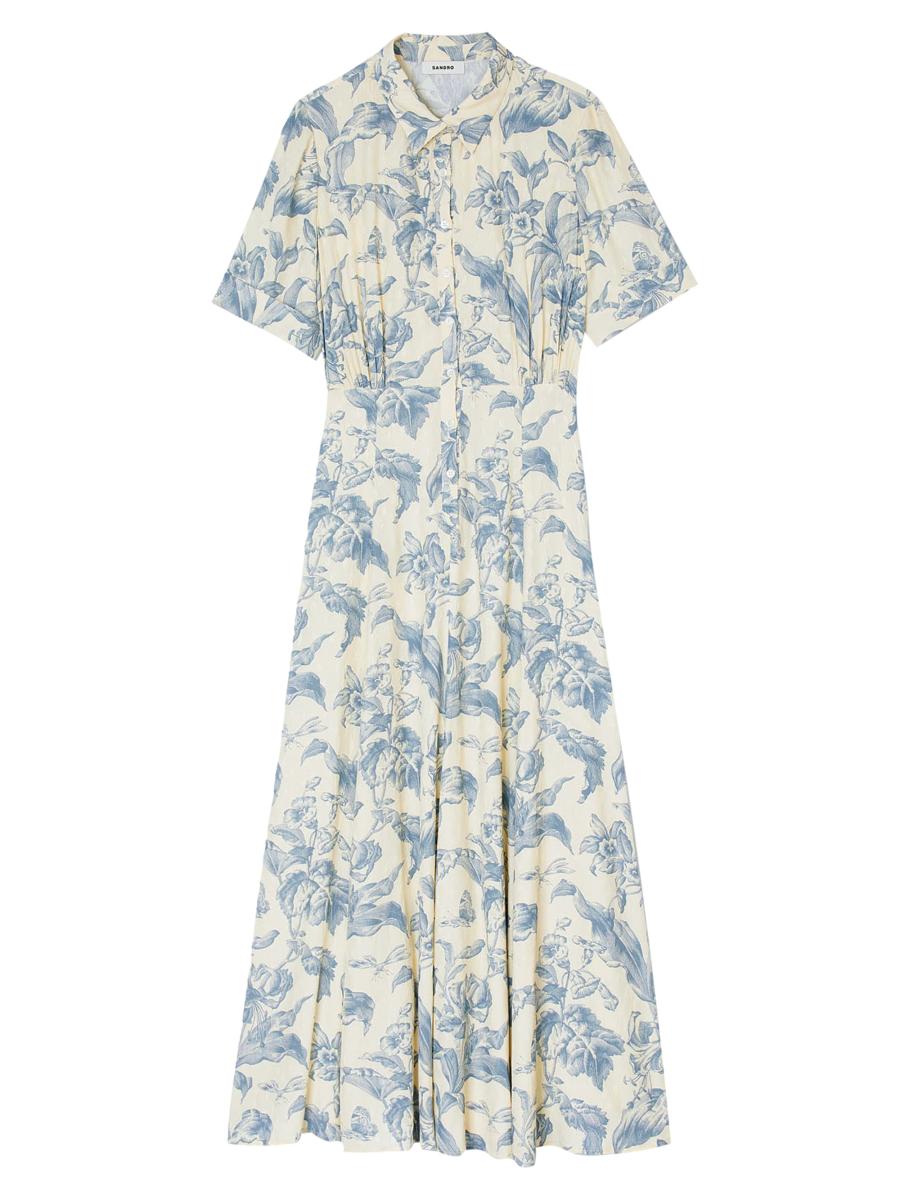 【海外限定】Sandroワンピース☆Floral-Print Short-Sleeve Wove 海外限定】Sandroワンピース☆Floral-Print Short-Sleeve Wove