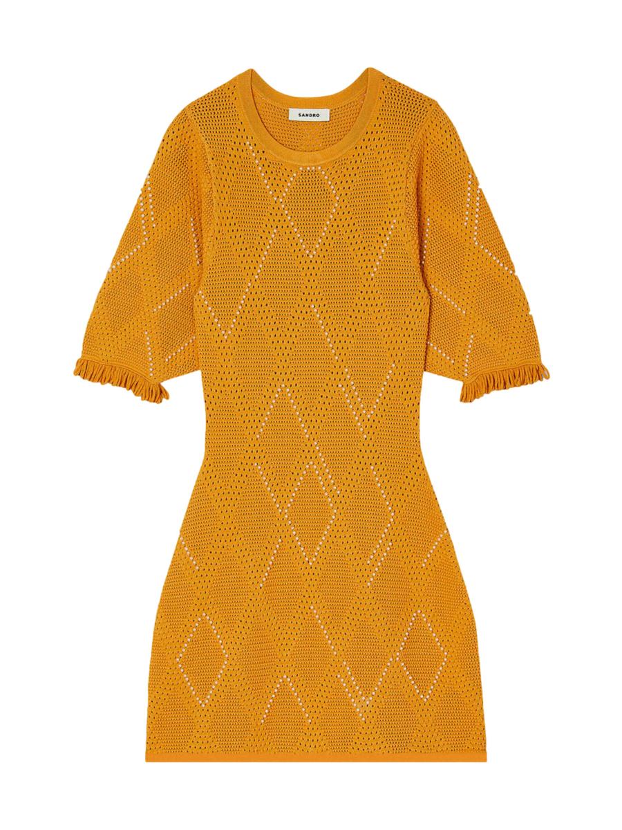 sandro short knit dress TWO-TONE SHORT KNIT DRESS  SANDRO Egypt