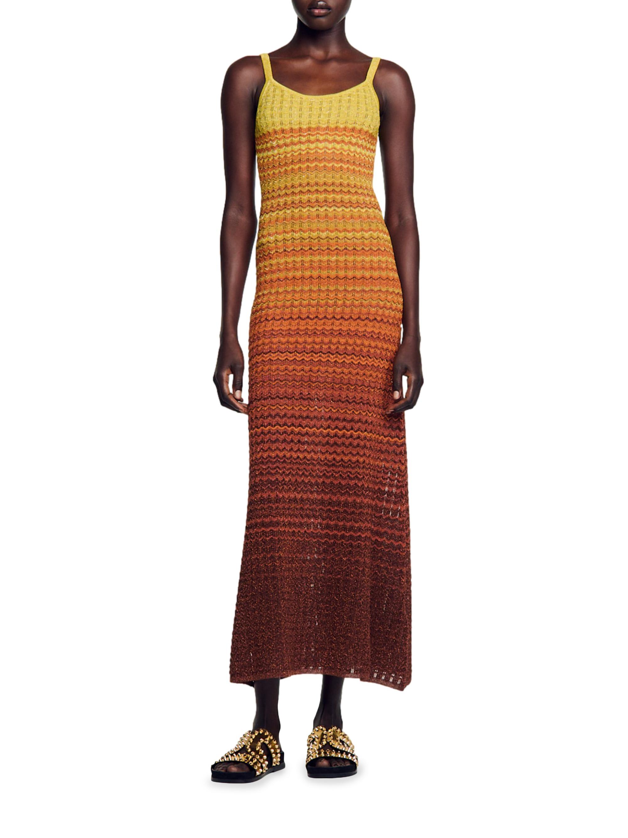 SANDRO サンドロ ノースリーブバーガンディミディドレス Sandro Women Single-Breasted Short-Sleeved Midi Dress Green/Black