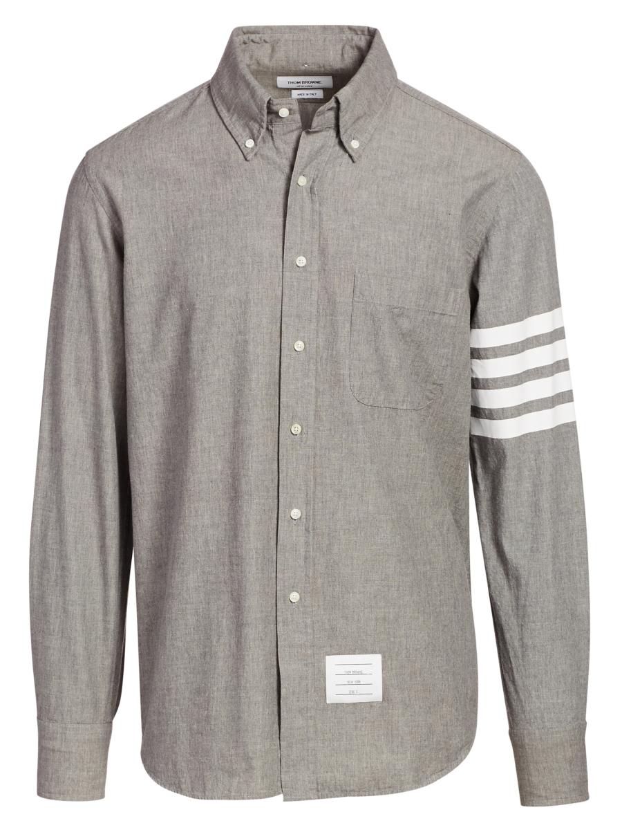 Thom Browne Straight-Fit Button-Down Stripe Long Sleeve Shirt