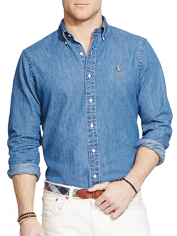 Polo Ralph Lauren Logo Embroidered Classic Shirt in Blue for Men