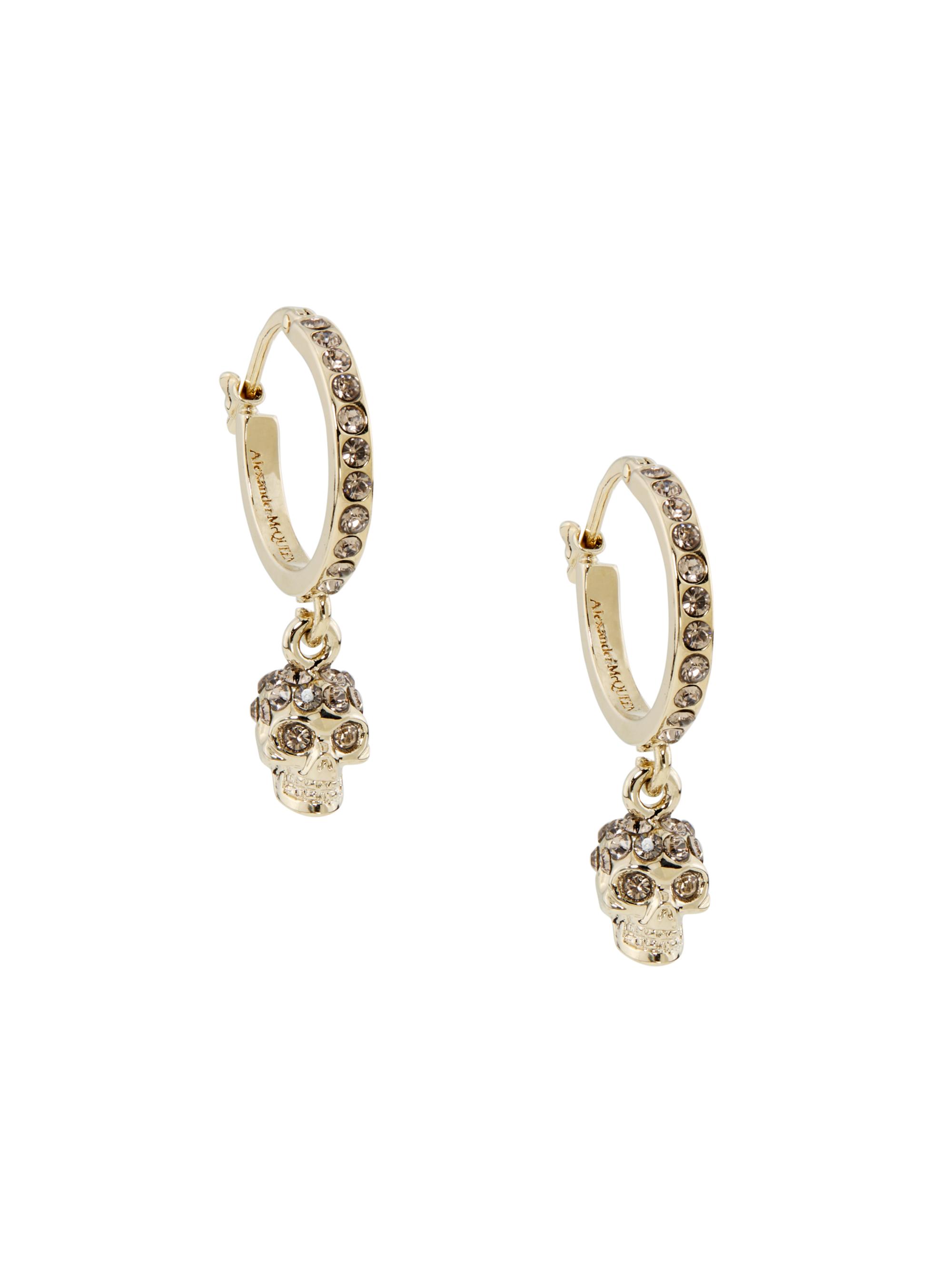 McQueen Women's Mini Swarovski Crystal Skull Hoops - Purple Metal