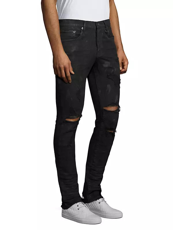 Jeans Men Cool Designer Brand Black Jeans Skinny Ripped Destroyed
