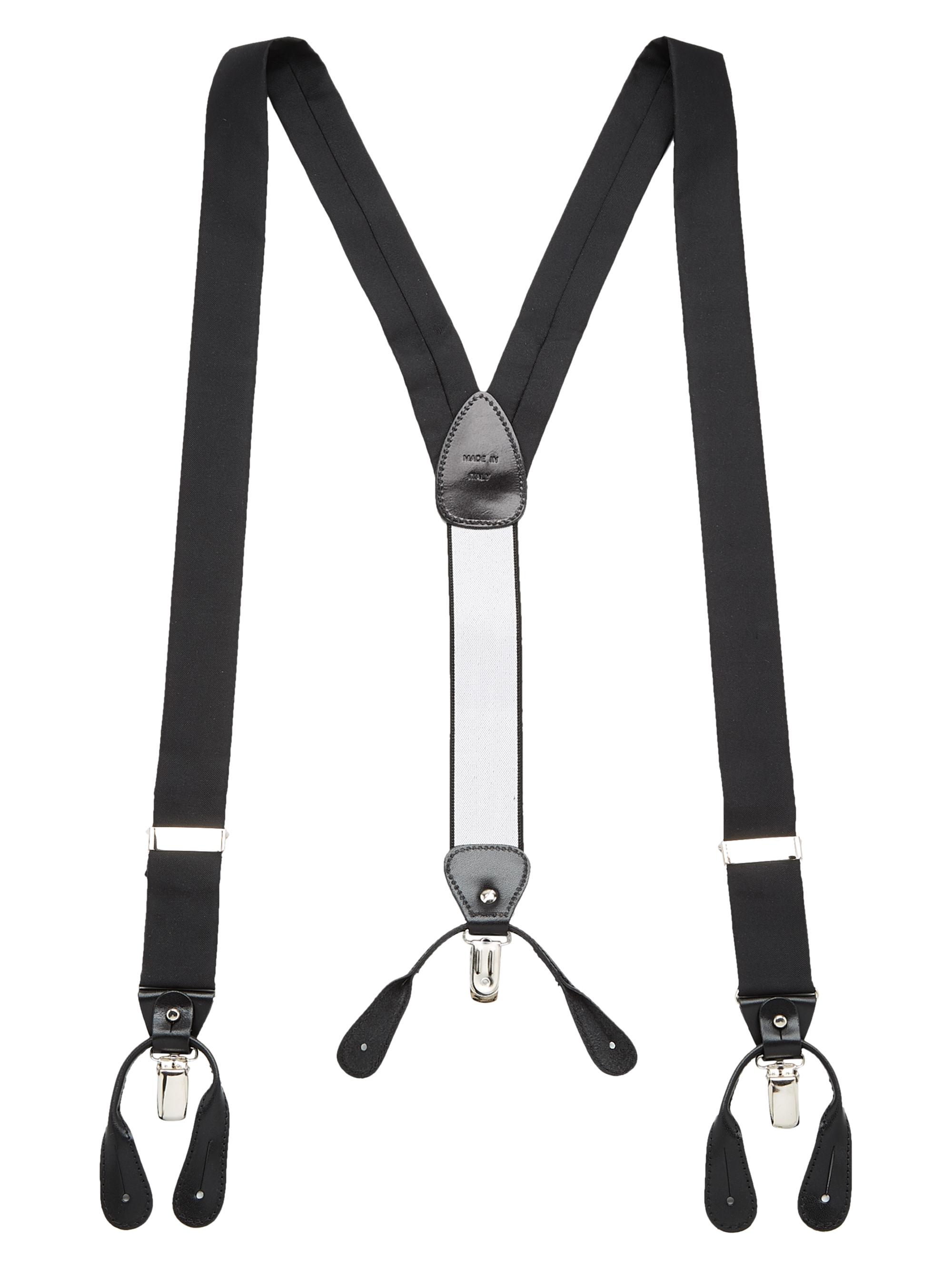 Saks Fifth Avenue Men's COLLECTION Silk & Leather Suspenders - Black