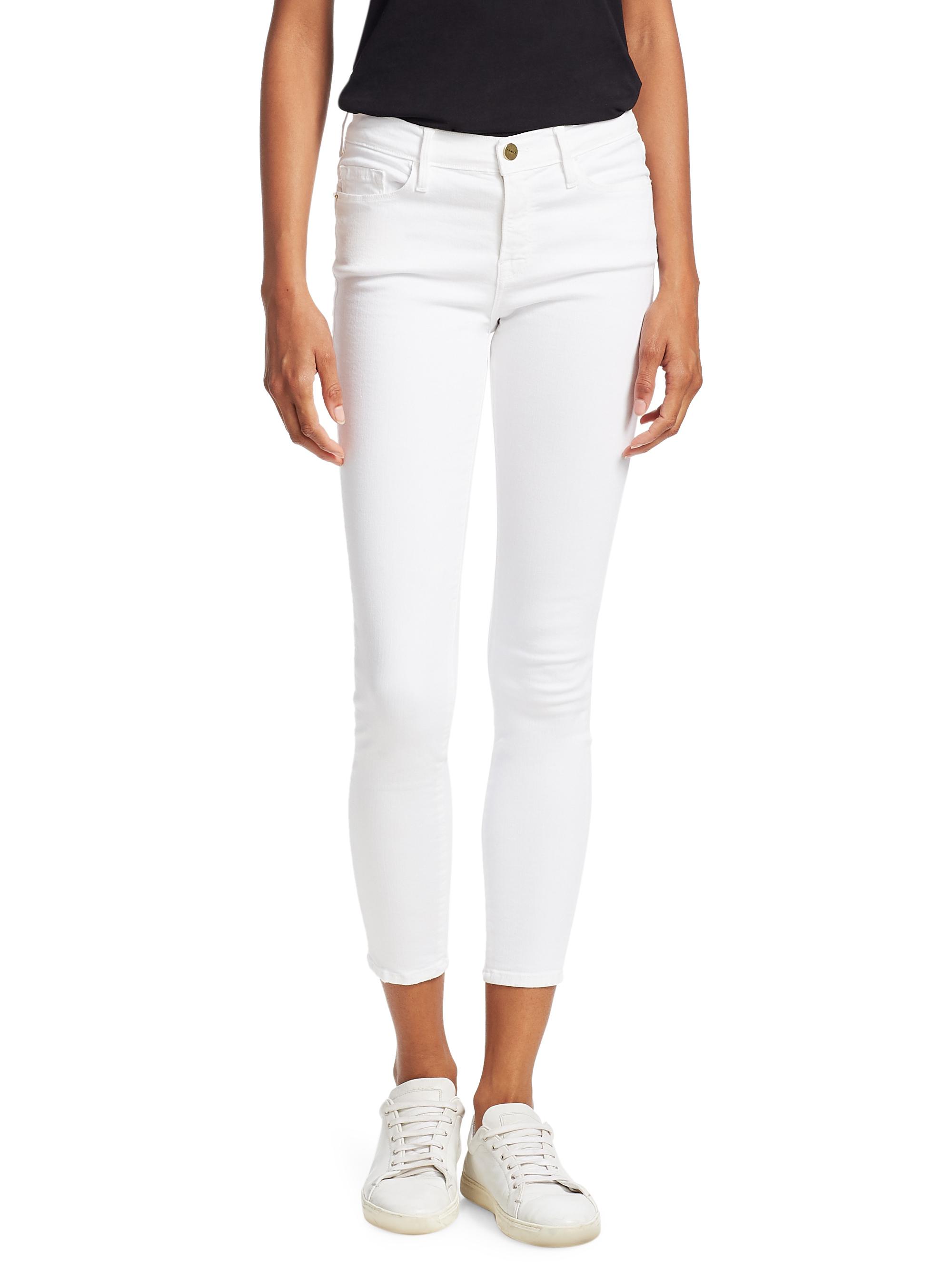 Frame Women's Le Color Mid-Rise Stretch Skinny Ankle Jeans - Blanc