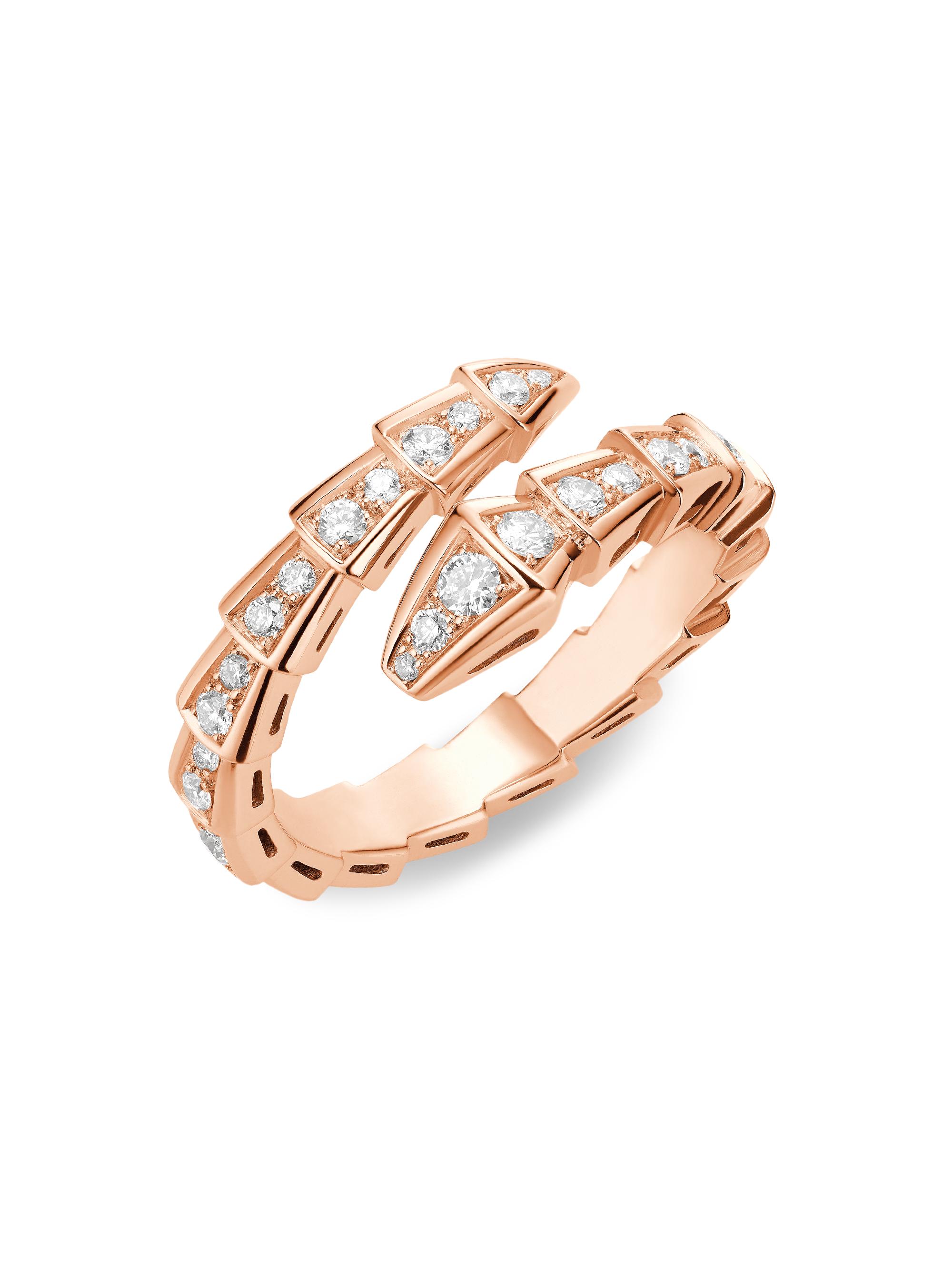 BVLGARI Serpenti Viper 18K Rose Gold Pavè Diamond Ring
