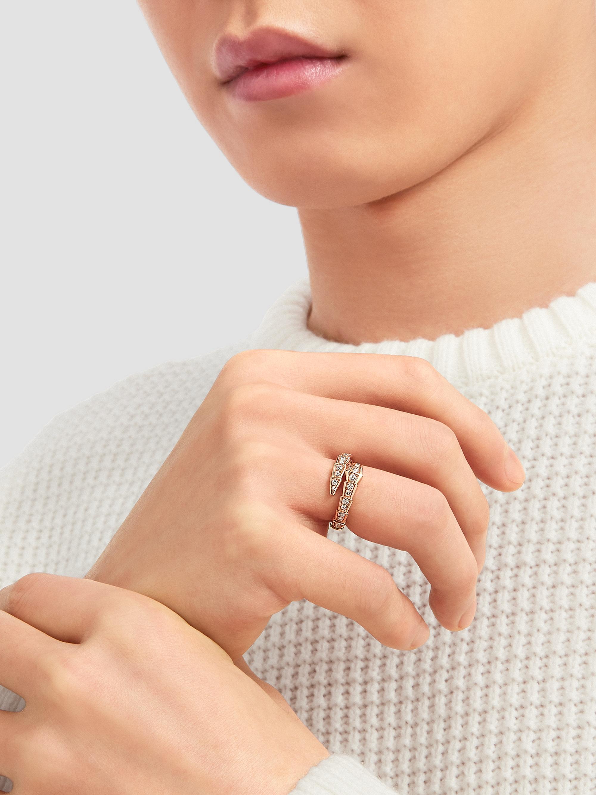 BVLGARI Women's Serpenti Viper 18K Rose Gold & Pavè Diamond Ring - Rose Gold | Thumbnail 3