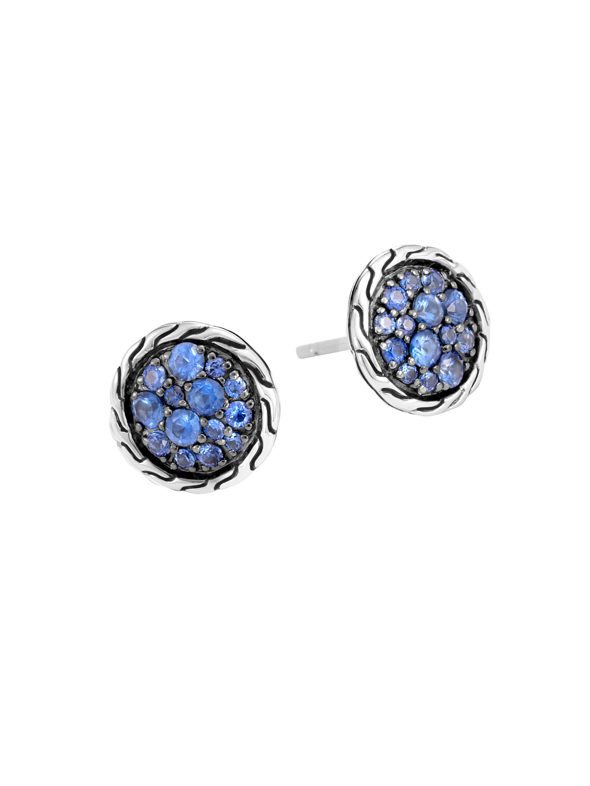 John Hardy Women's Classic Chain Silver & Blue Sapphire Stud Earrings - Blue Sapphire