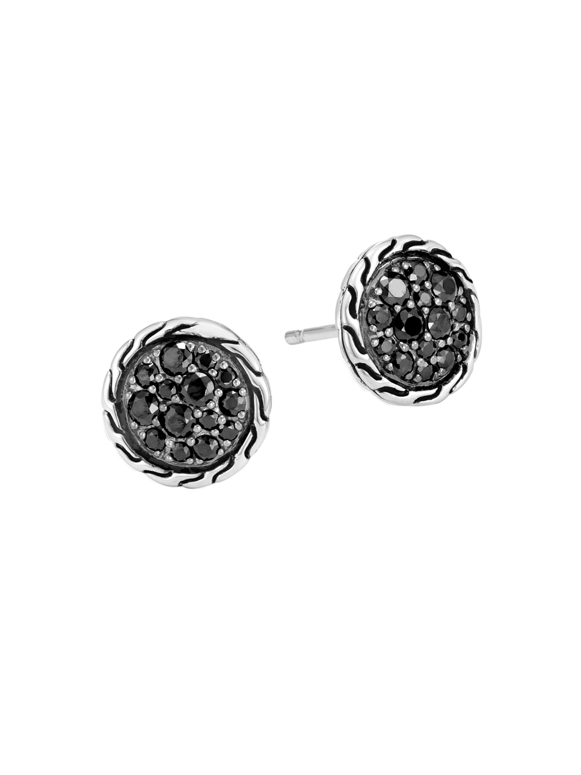 John Hardy Women's Classic Chain Silver, Black Spinel & Black Diamond Stud Earrings - Black