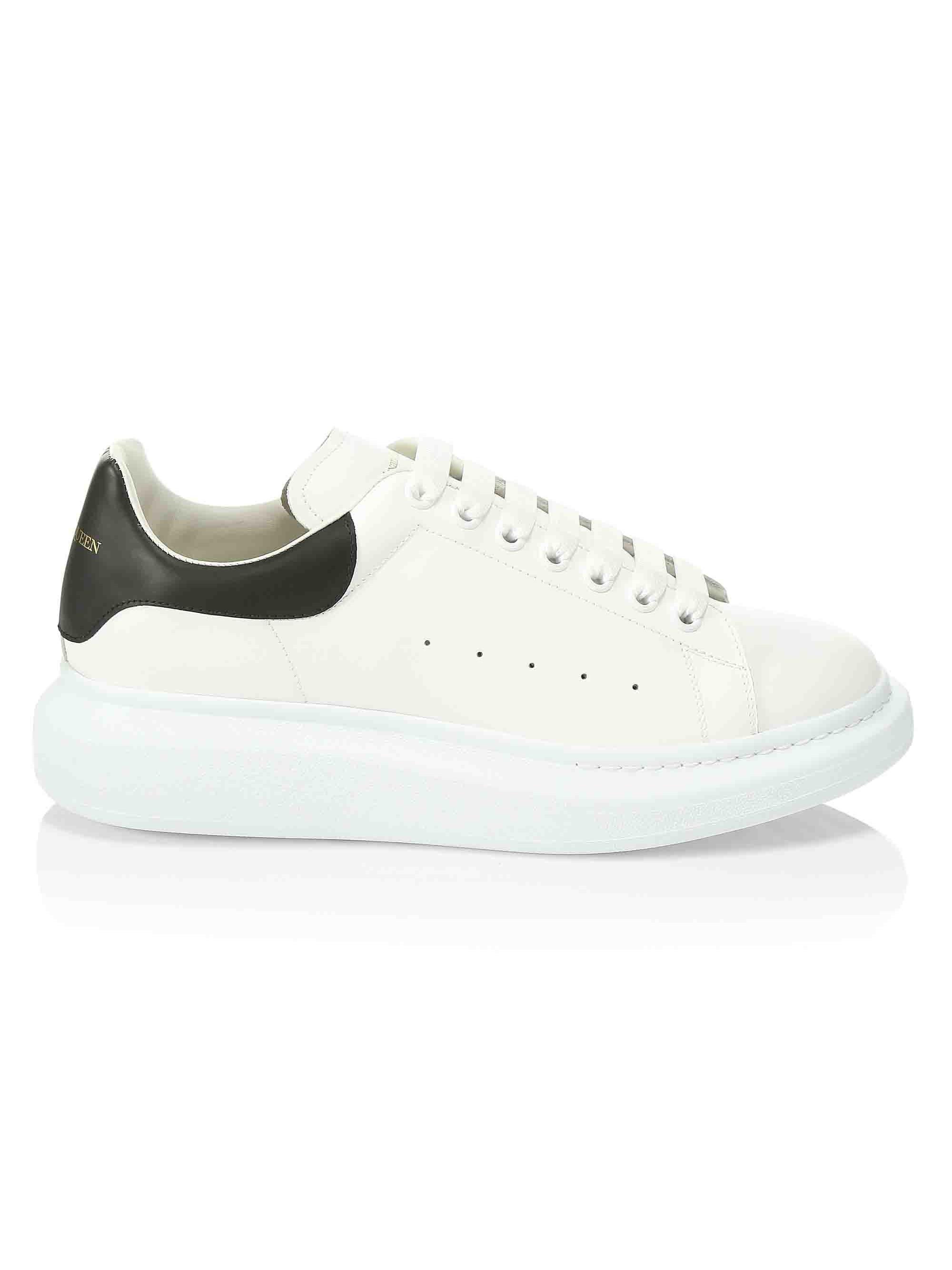 McQueen Men's Oversized Leather Platform Sneakers - White Black | Thumbnail 6