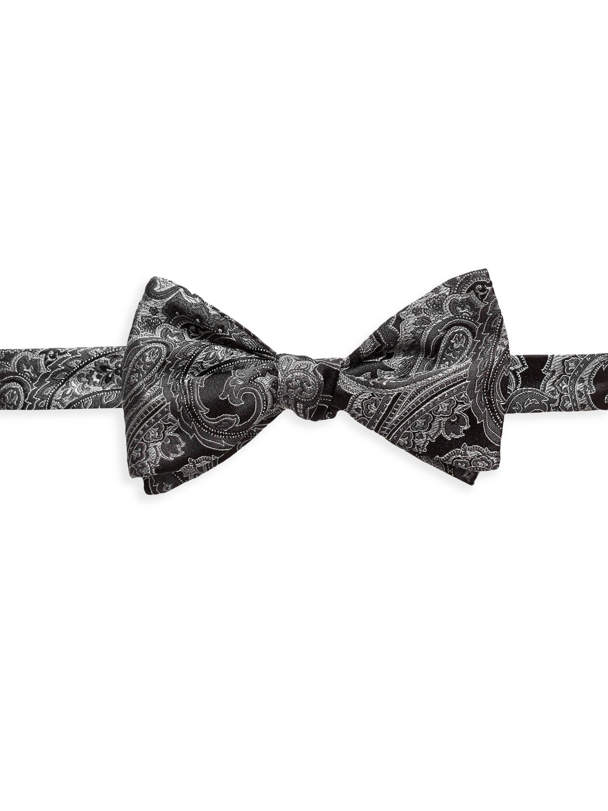 Eton Men's Paisley Silk-Blend Self-Tie Bow Tie - Black