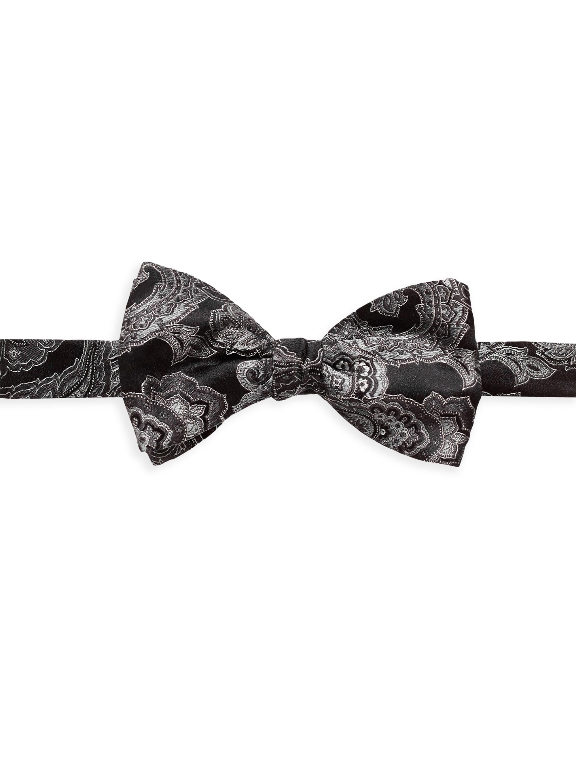 Eton Men's Paisley Silk-Blend Pre-Tied Bow Tie - Black