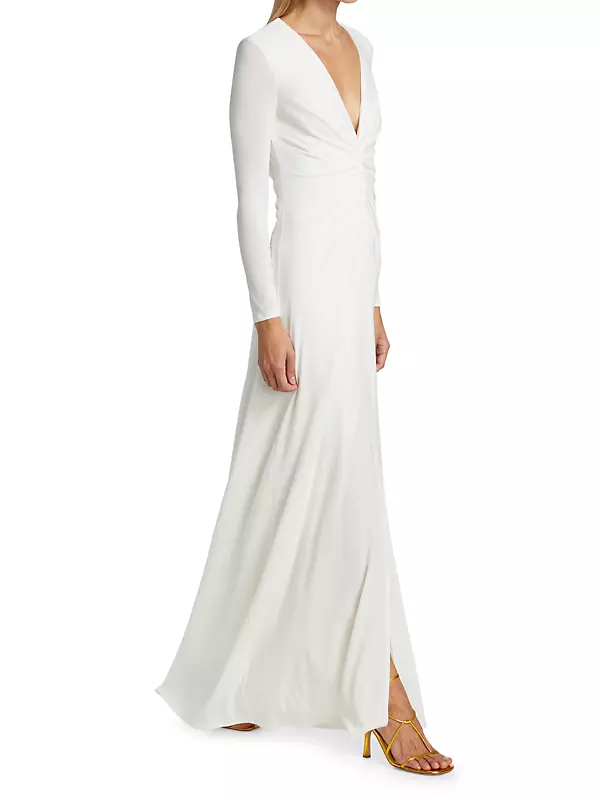 V-Neck Ruched Jersey Gown