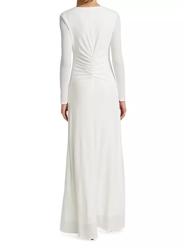V-Neck Ruched Jersey Gown