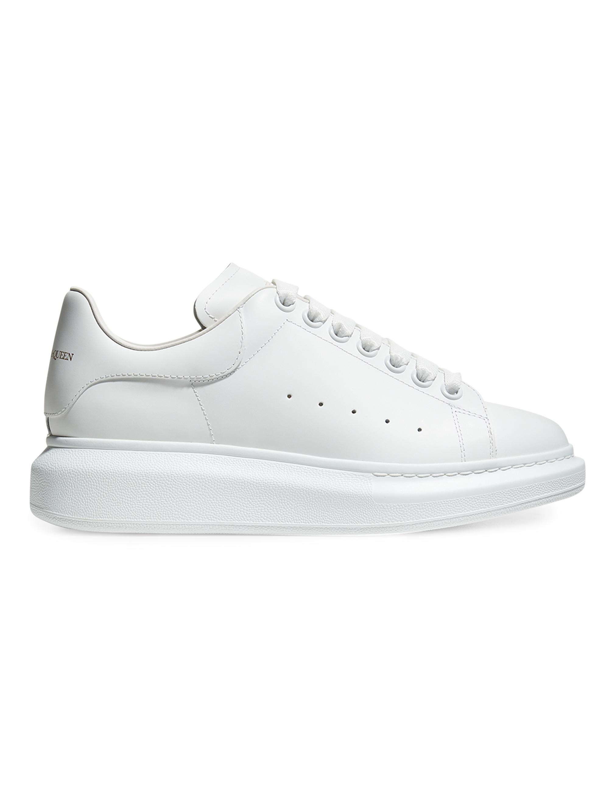 McQueen Women's Oversized Embossed Logo Leather Sneakers - White