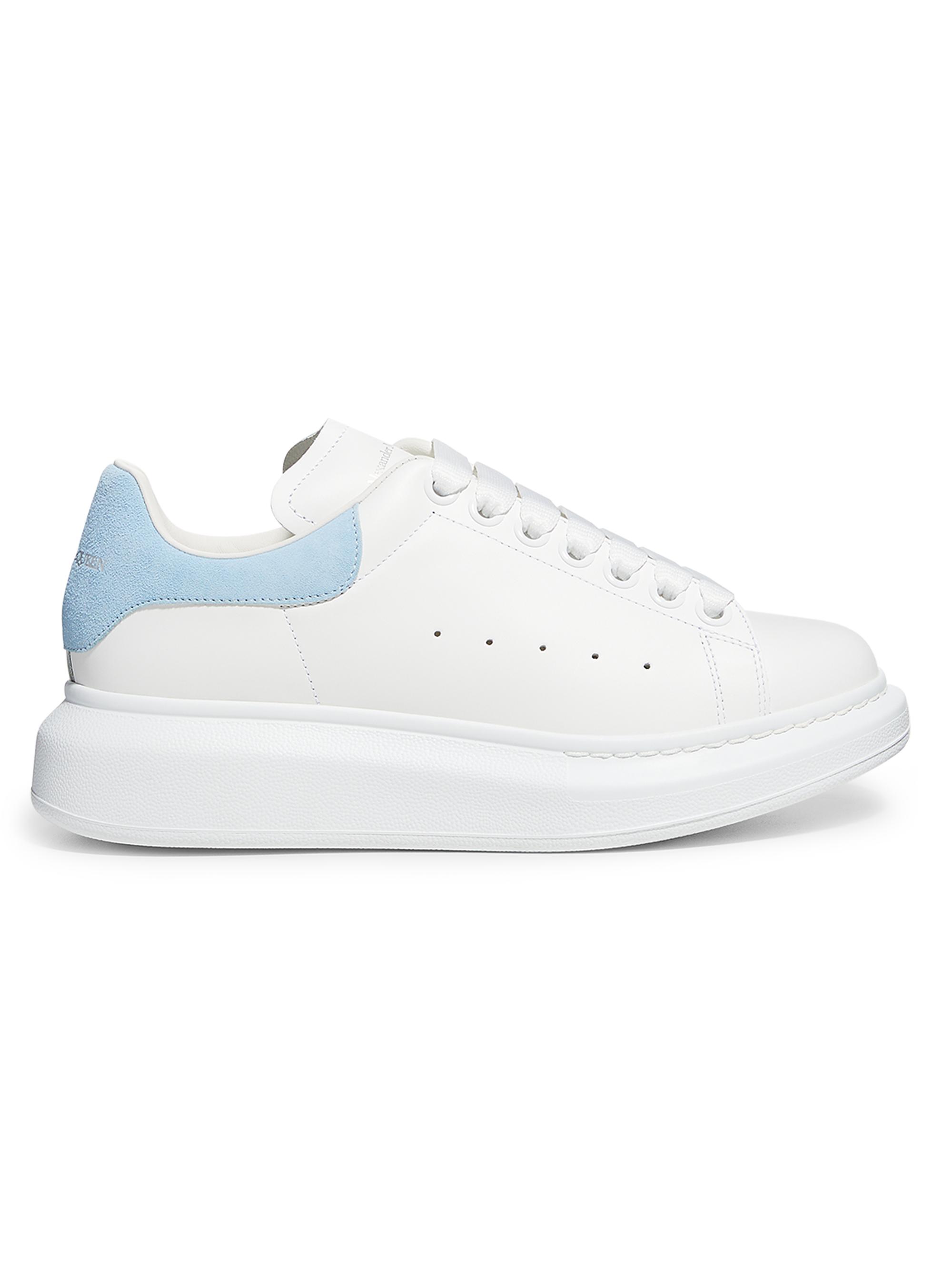 McQueen Women's Oversized Embossed Logo Colorblocked Suede Sneakers - Pale Blue White