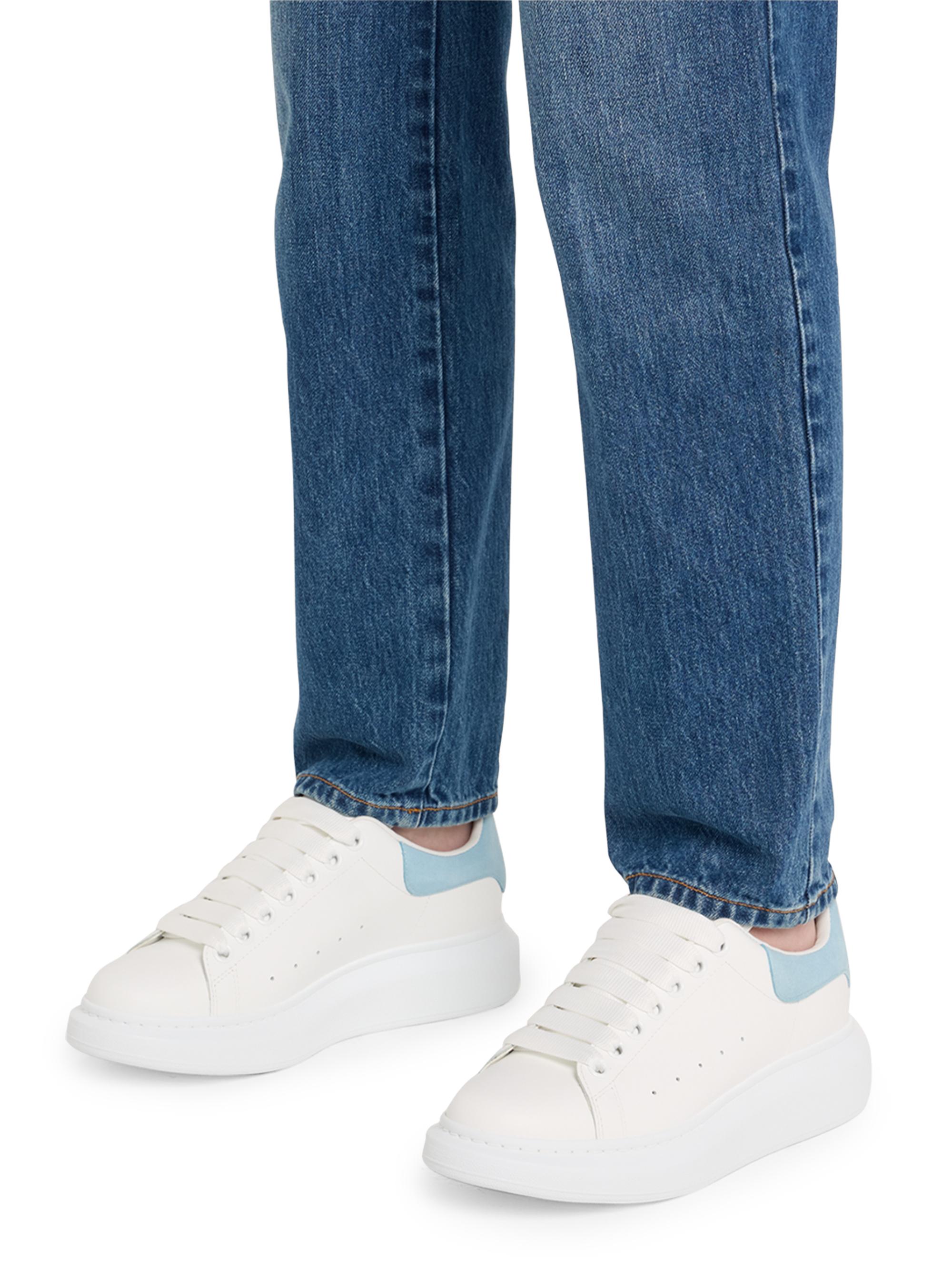 McQueen Women's Oversized Embossed Logo Colorblocked Suede