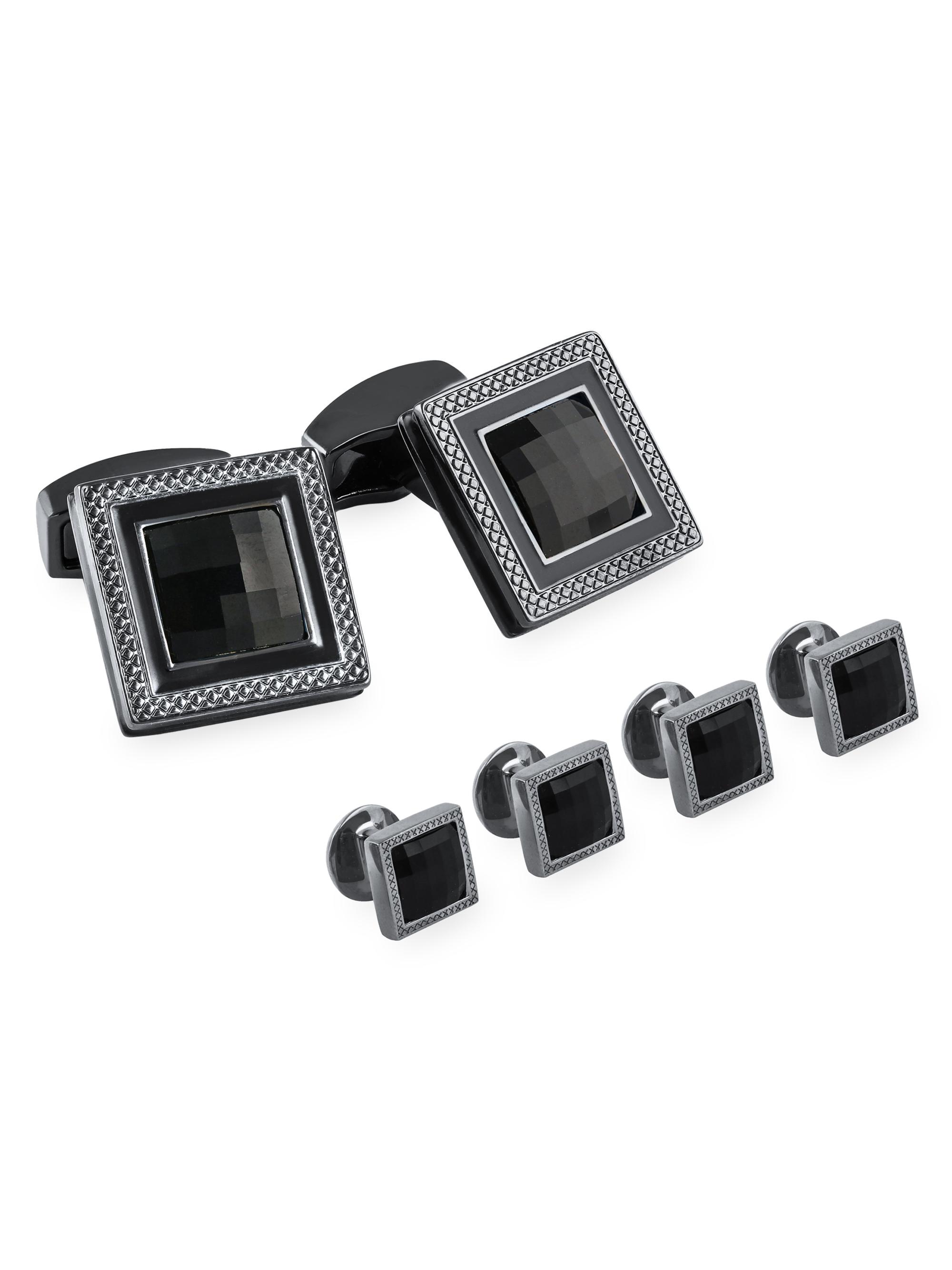 Tateossian Men's Six-Piece SW Quadrato Nero Cufflinks