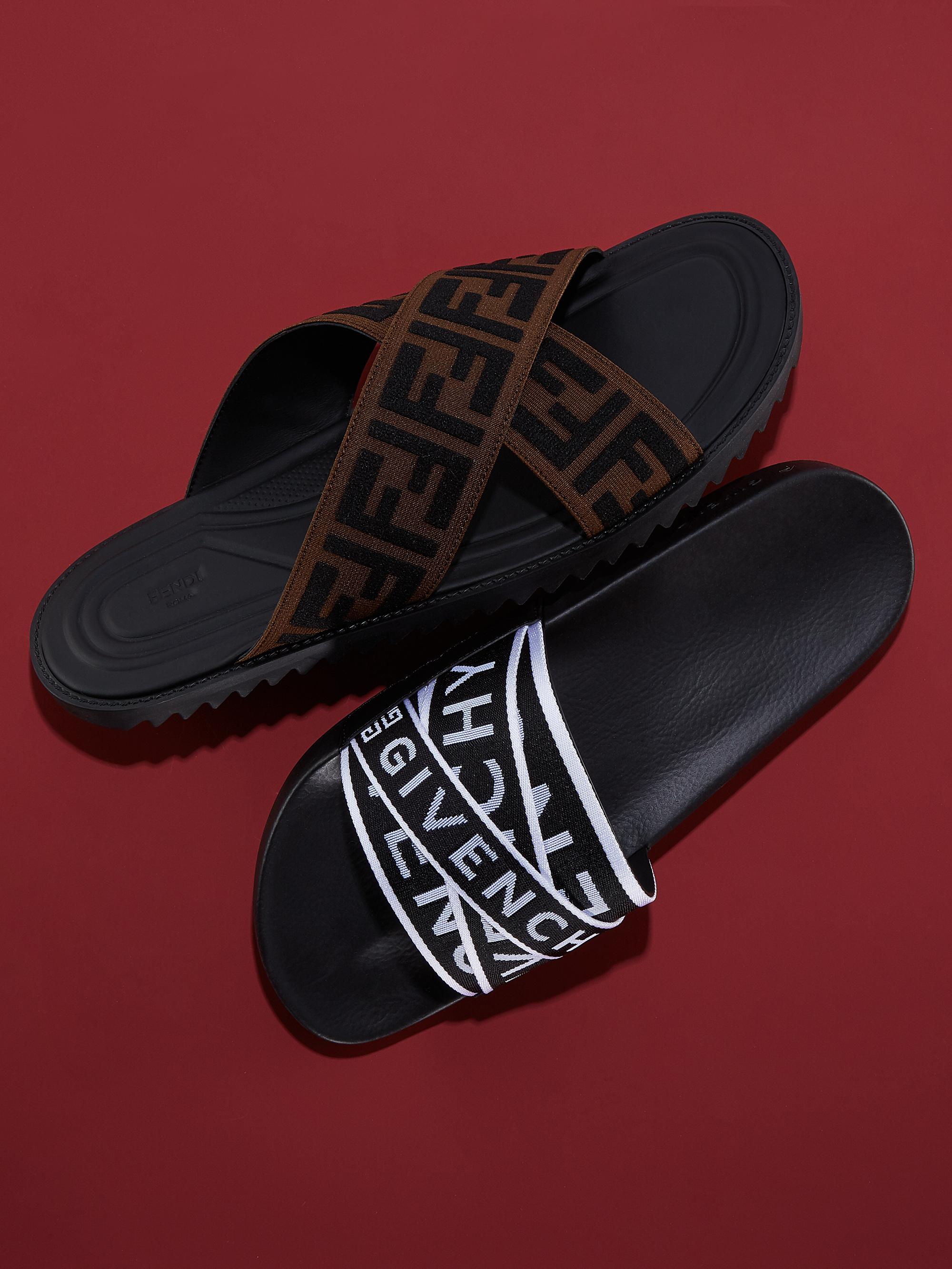 【美品】FENDI FF Cross Band Slide クロスベルトサンダル FENDI FF Cross Band Slide Black Brown