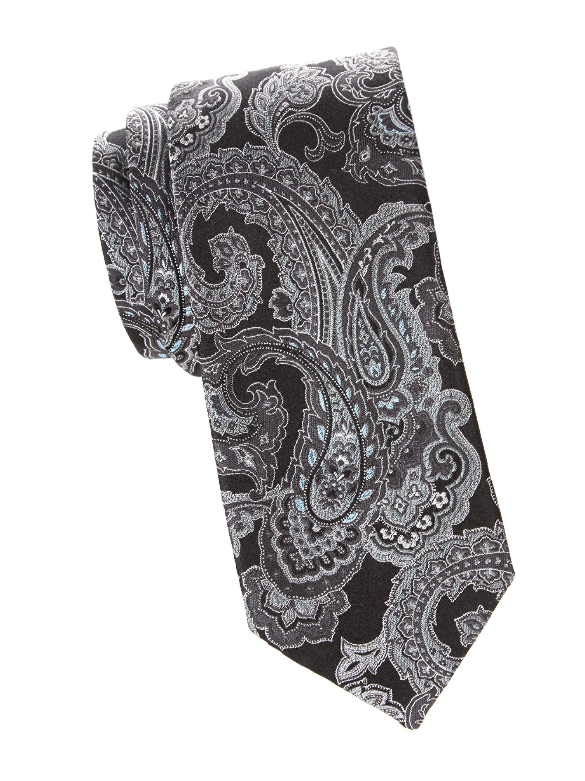Eton Men's Paisley Silk Tie - Black