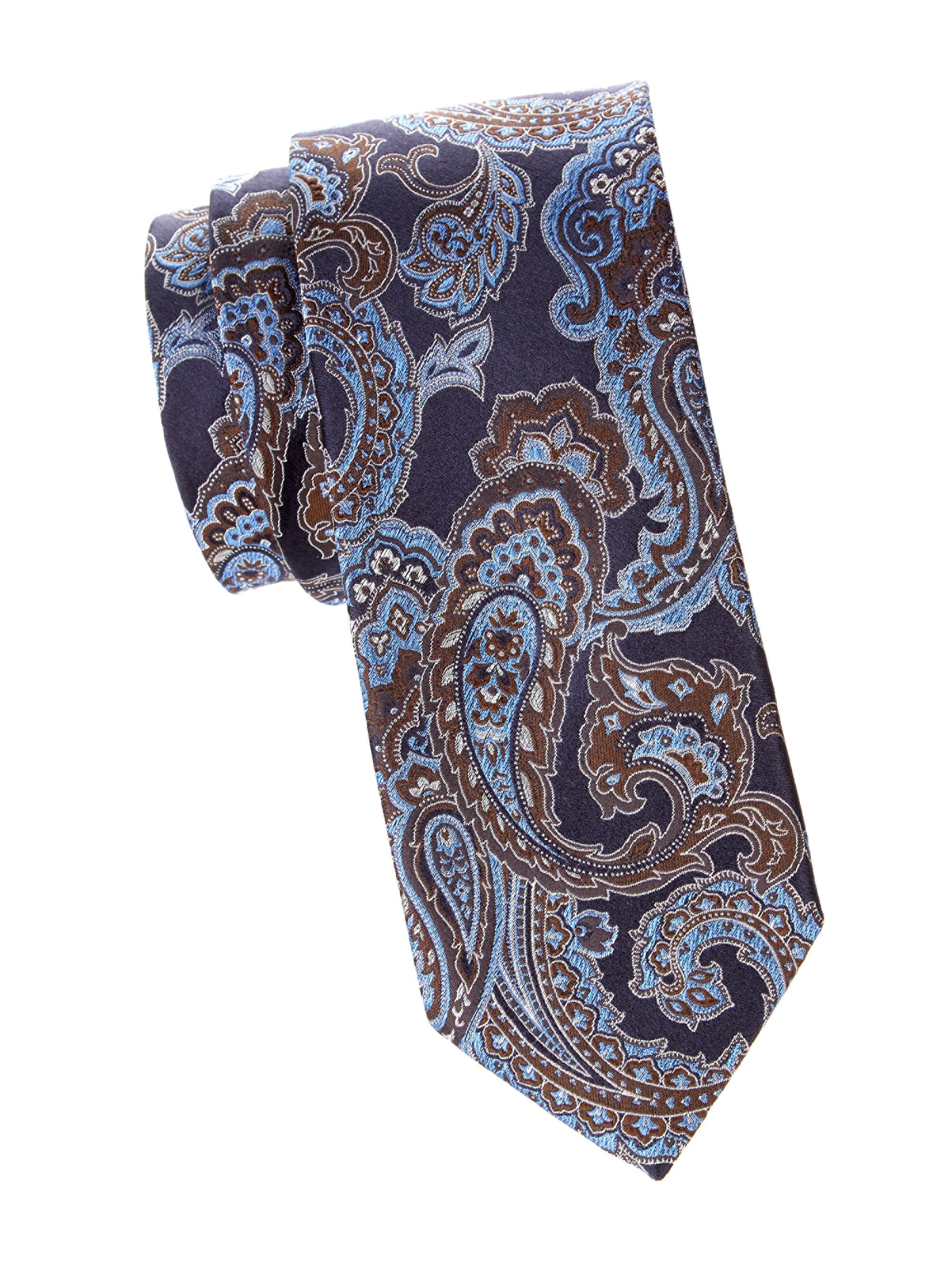 Eton Men's Paisley Silk Tie - Navy