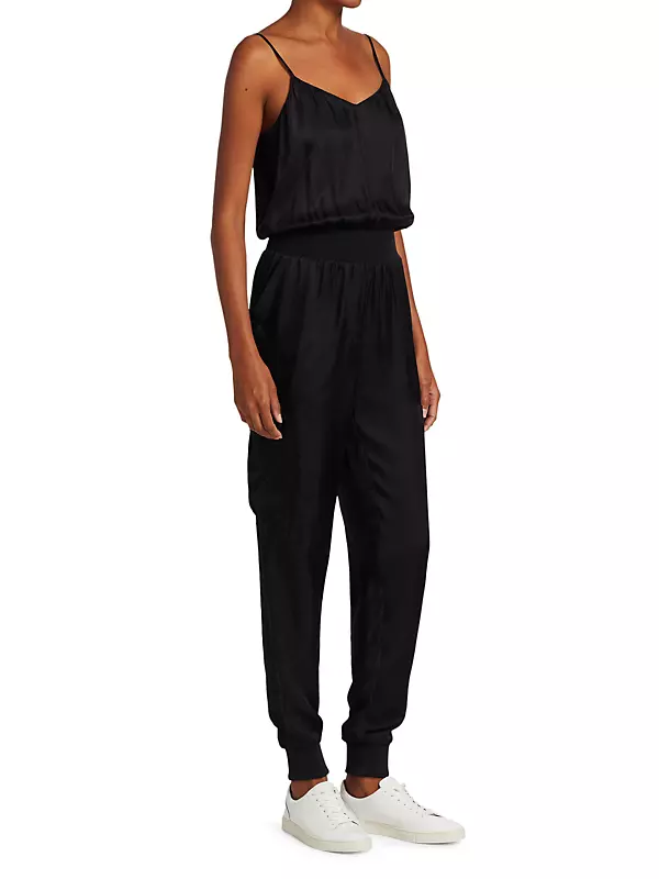 Kate strapless belted twill jumpsuit