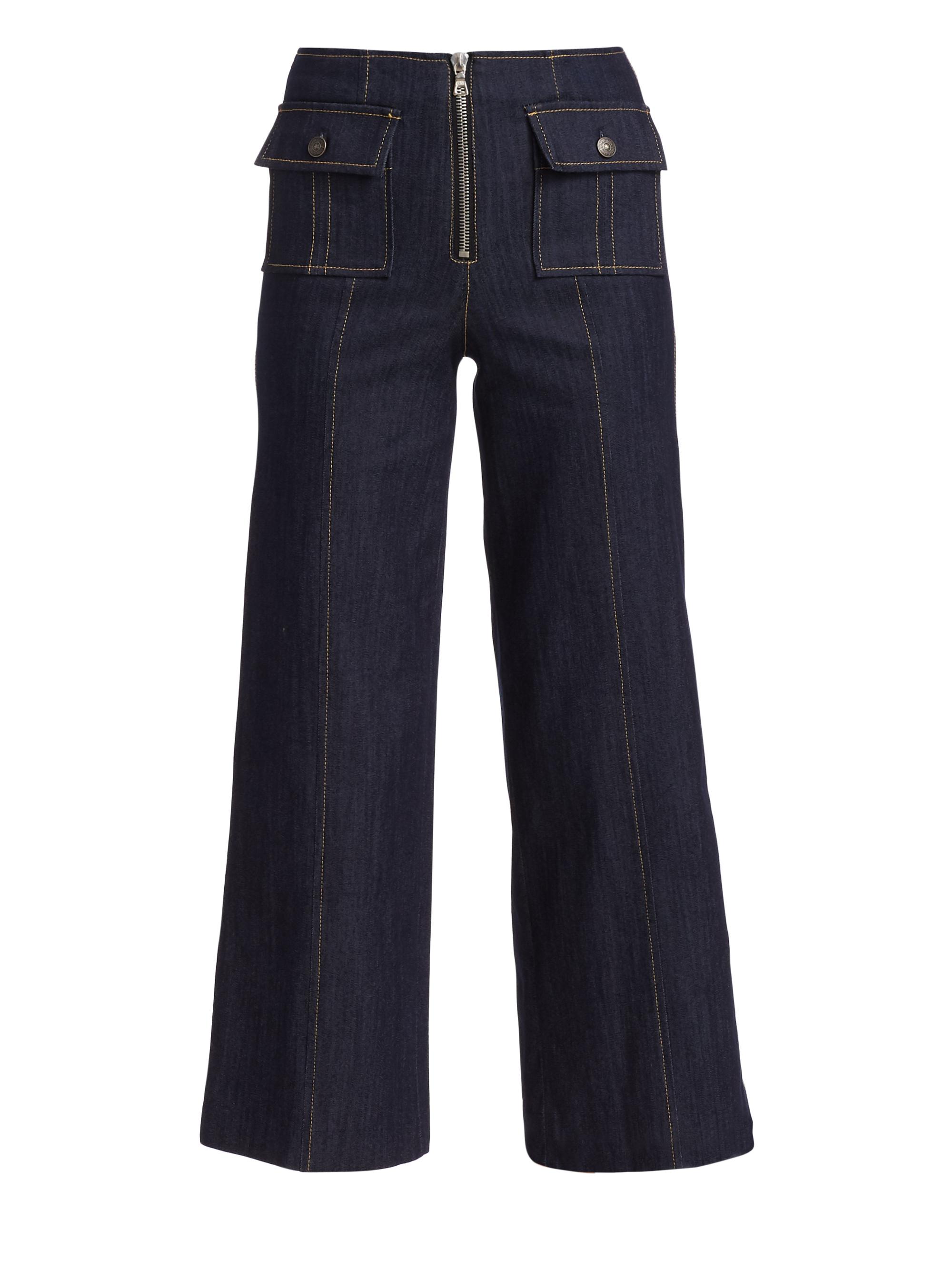 Cinq à Sept Women's Azure Front High-Rise Wide-Leg Crop Pants - Indigo