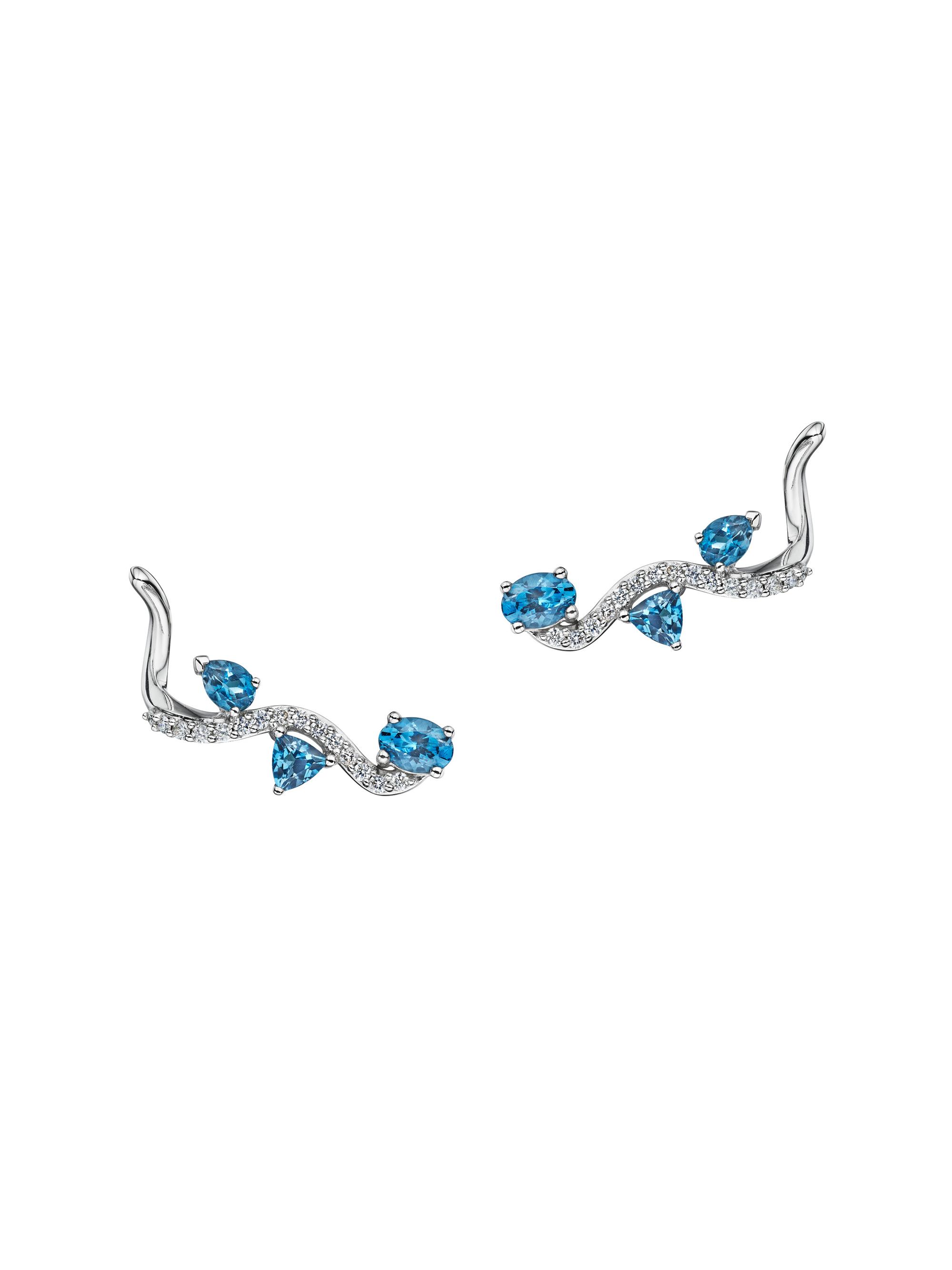 Hueb Women's Mirage 18K White Gold, Blue Topaz & 0.22 TCW Diamond Ear Climbers - White Gold
