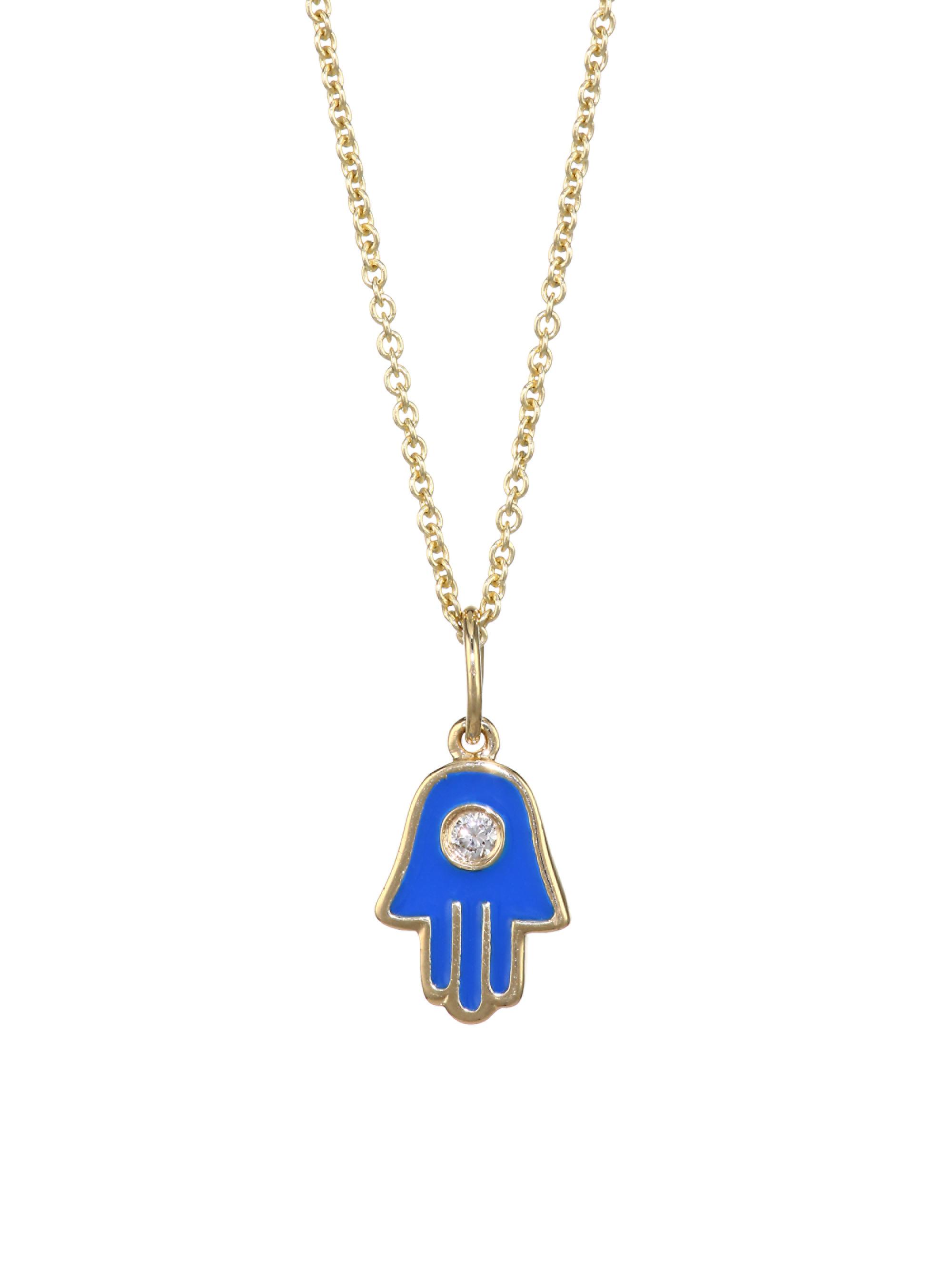 Sydney Evan Women's 14K Yellow Gold Diamond & Enamel Hamsa Necklace