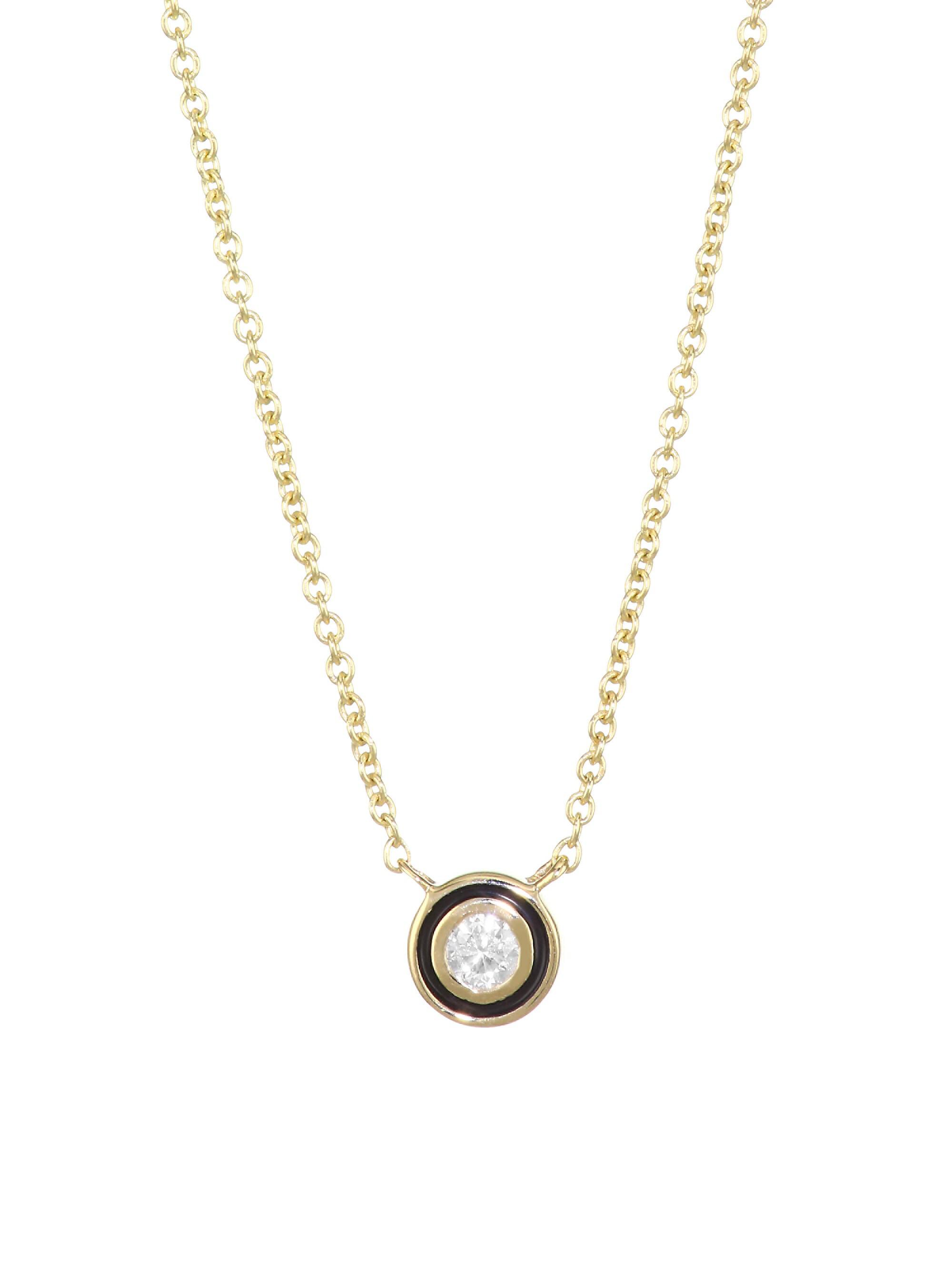 Sydney Evan Women's Diamond, Enamel & 14K Yellow Gold Single Stone Pendant Necklace - Gold