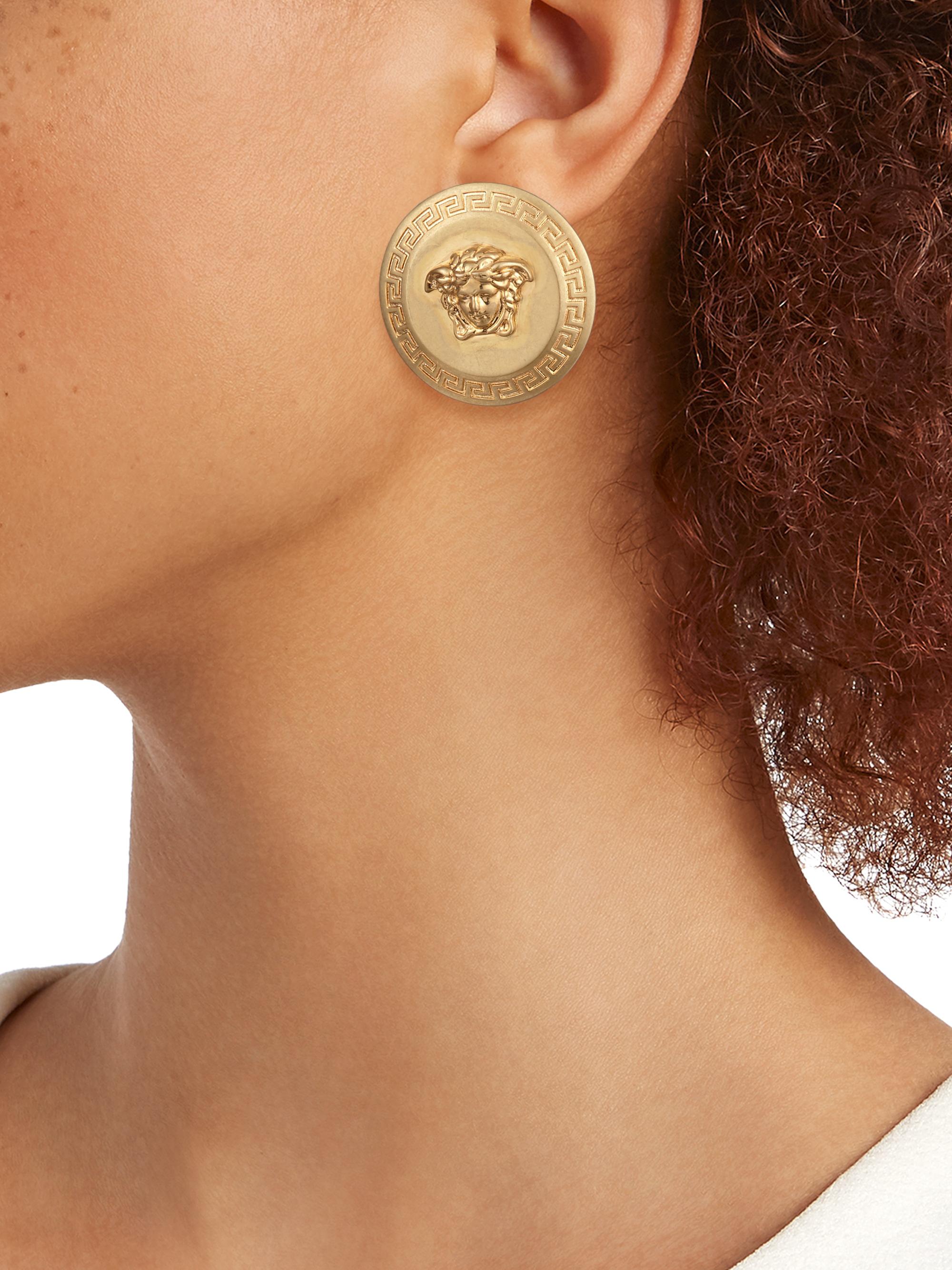 Versace Tribute Goldtone Button Earrings | Saks Fifth Avenue