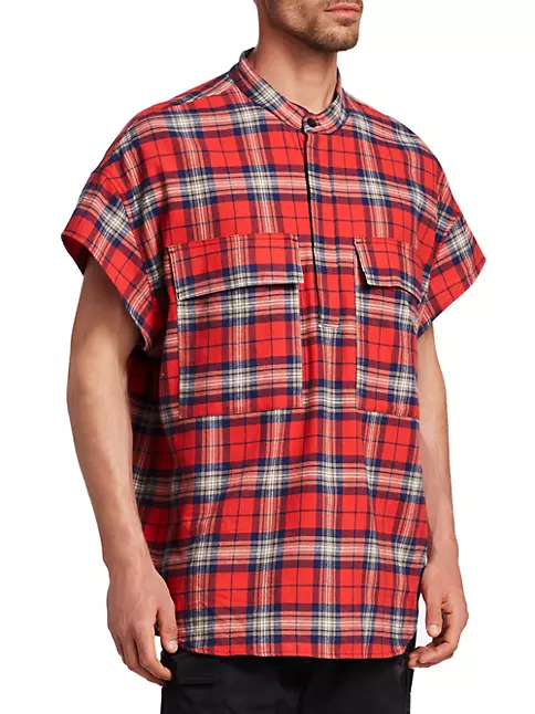 Shop Fear of God Sixth Collection Flannel Henley Short-Sleeve ...